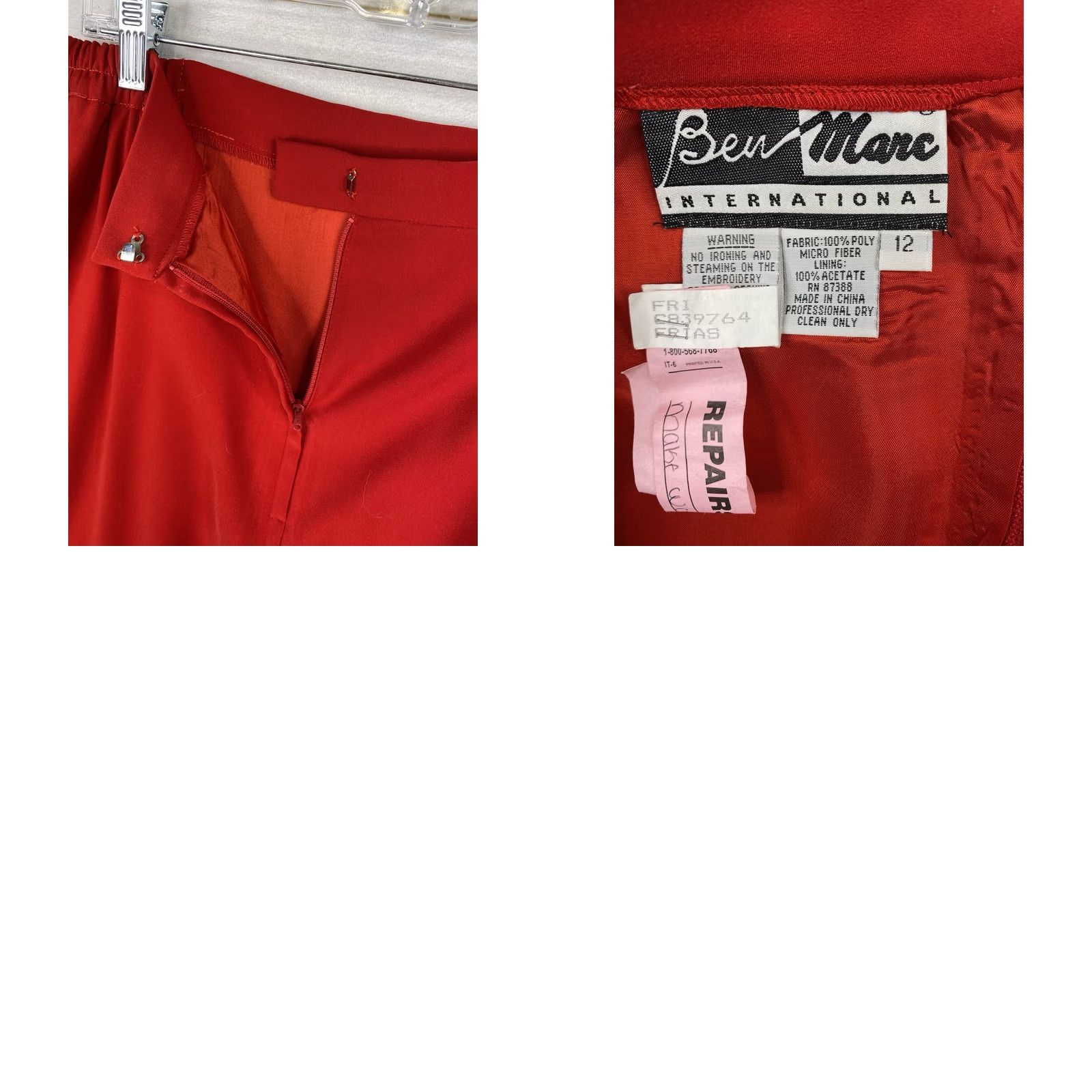 Marcs Ben Marc Red Skirt Suit 2pc Sz 12 Velvet? Faux Fur Jacket Vintage No Size 34" / US 12 / IT 48 - 10 Thumbnail