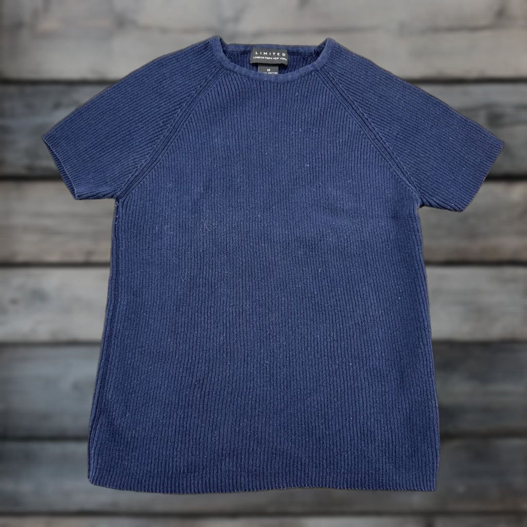 Vintage VINTAGE The Limited Shirt Womens M Blue Navy Crew Neck Knit Cotton Solid Y2K Size M / US 6-8 / IT 42-44 - 1 Thumbnail