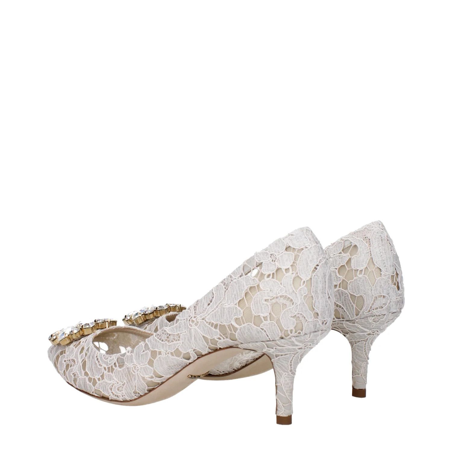 Dolce & Gabbana ob1o1e1124 Lace Pumps in White Size US 7.5 / IT 37.5 - 4 Thumbnail