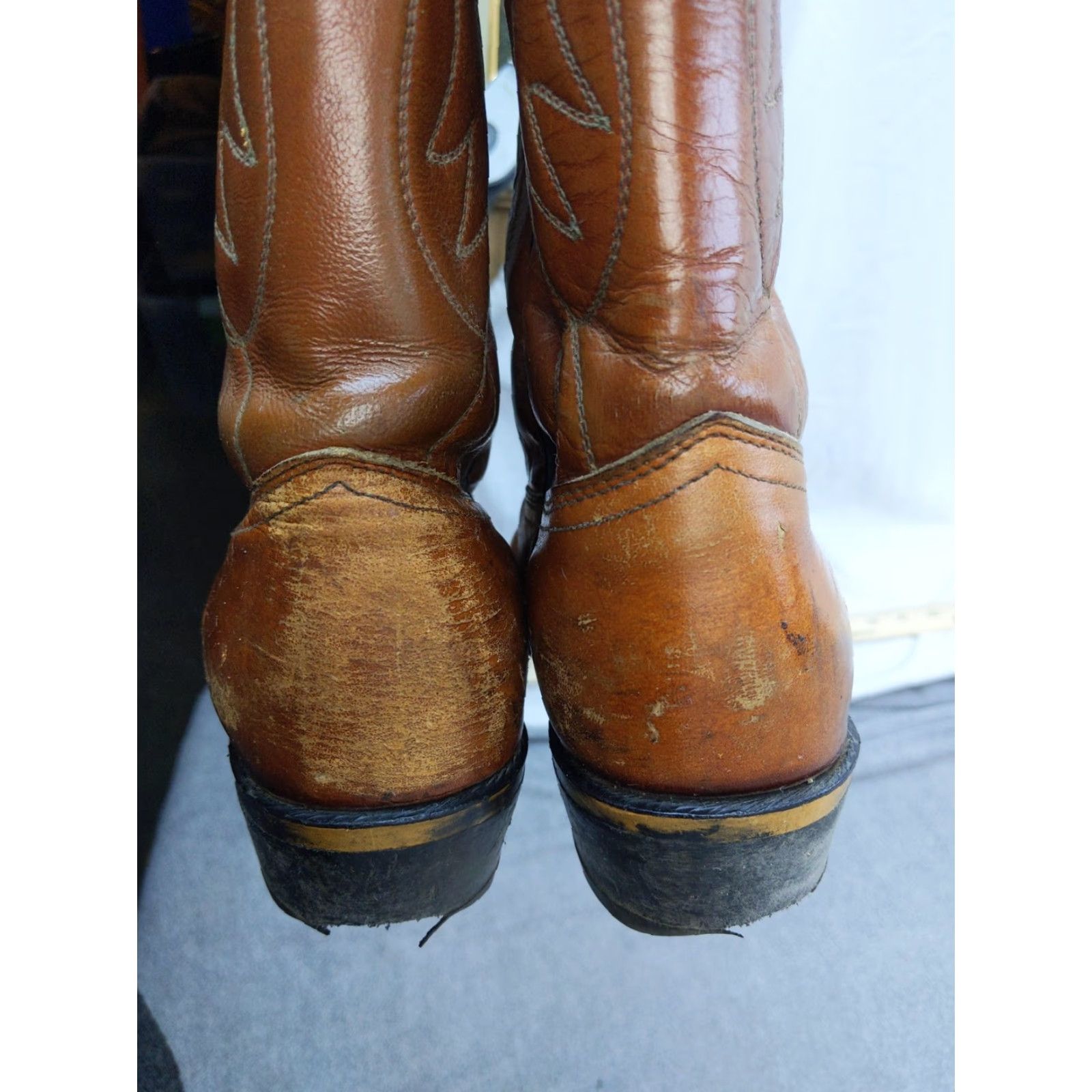 Vintage VINTAGE Leather Western Cowboy Boots Mens Size 8.5 E Brown Pull On Neolite USA Size US 9 / EU 42 - 4 Thumbnail