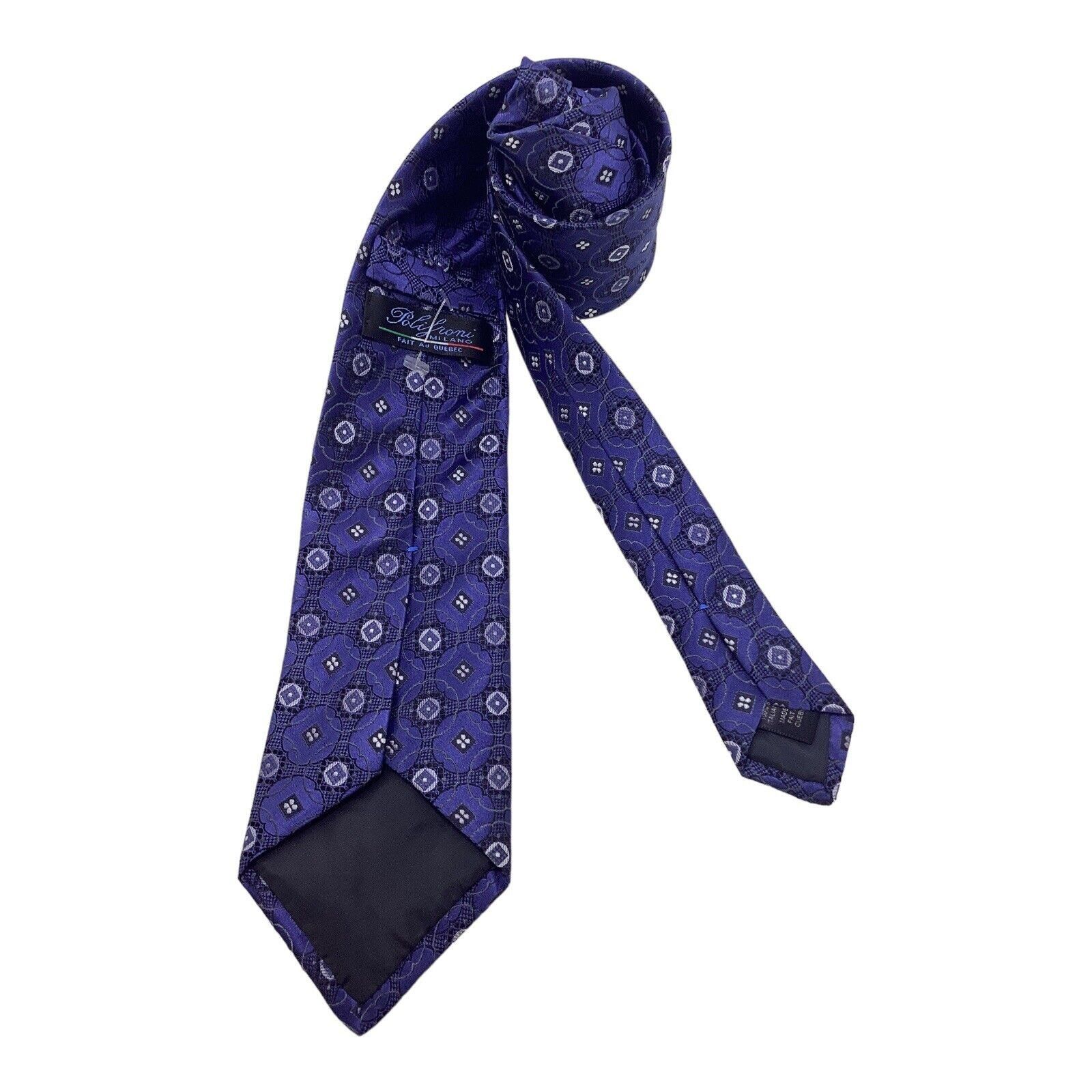 Other POLIFRONI Milano Blue Medallion Print Silk Tie Made In Quebe Size ONE SIZE - 2 Thumbnail