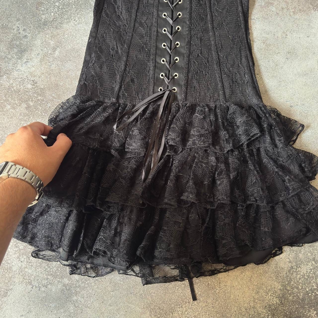 Opium Y2K Vintage Gothic Pleated Corset Dress