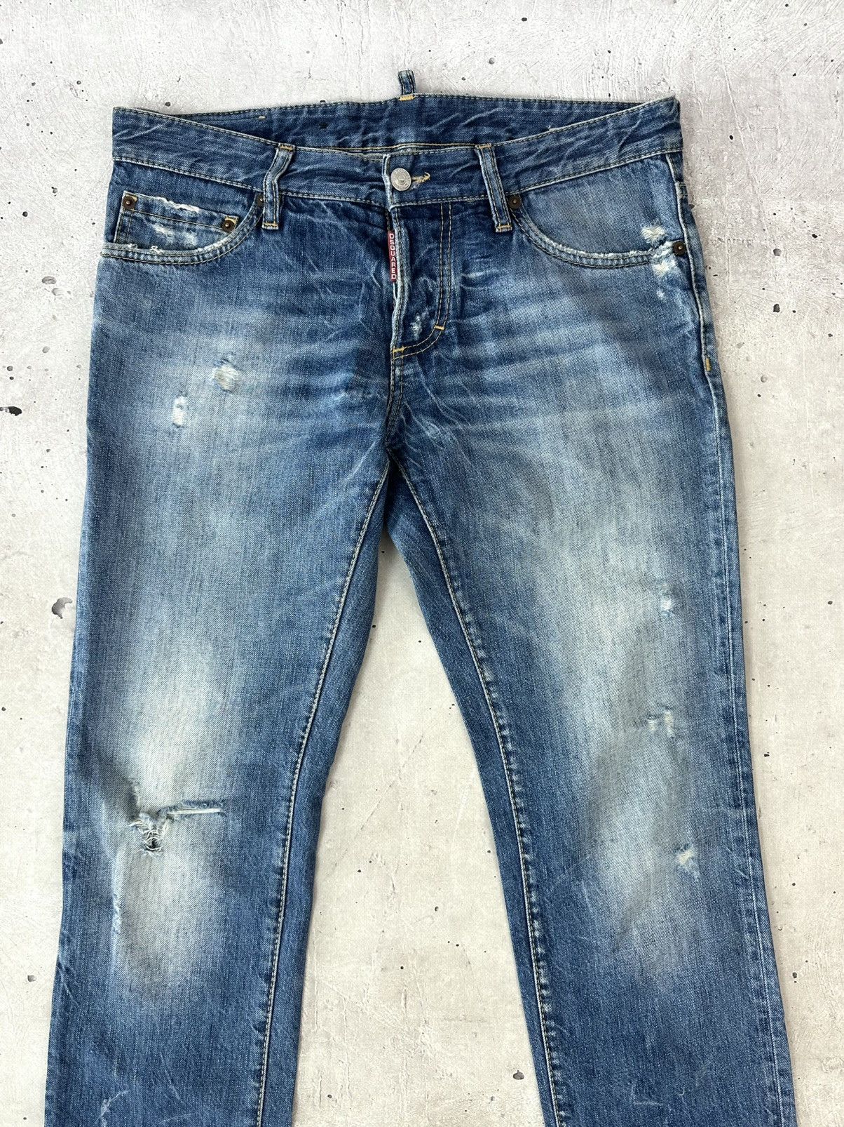 Dsquared2 Vintage Navy Blue Made In Italy Distressed Pants