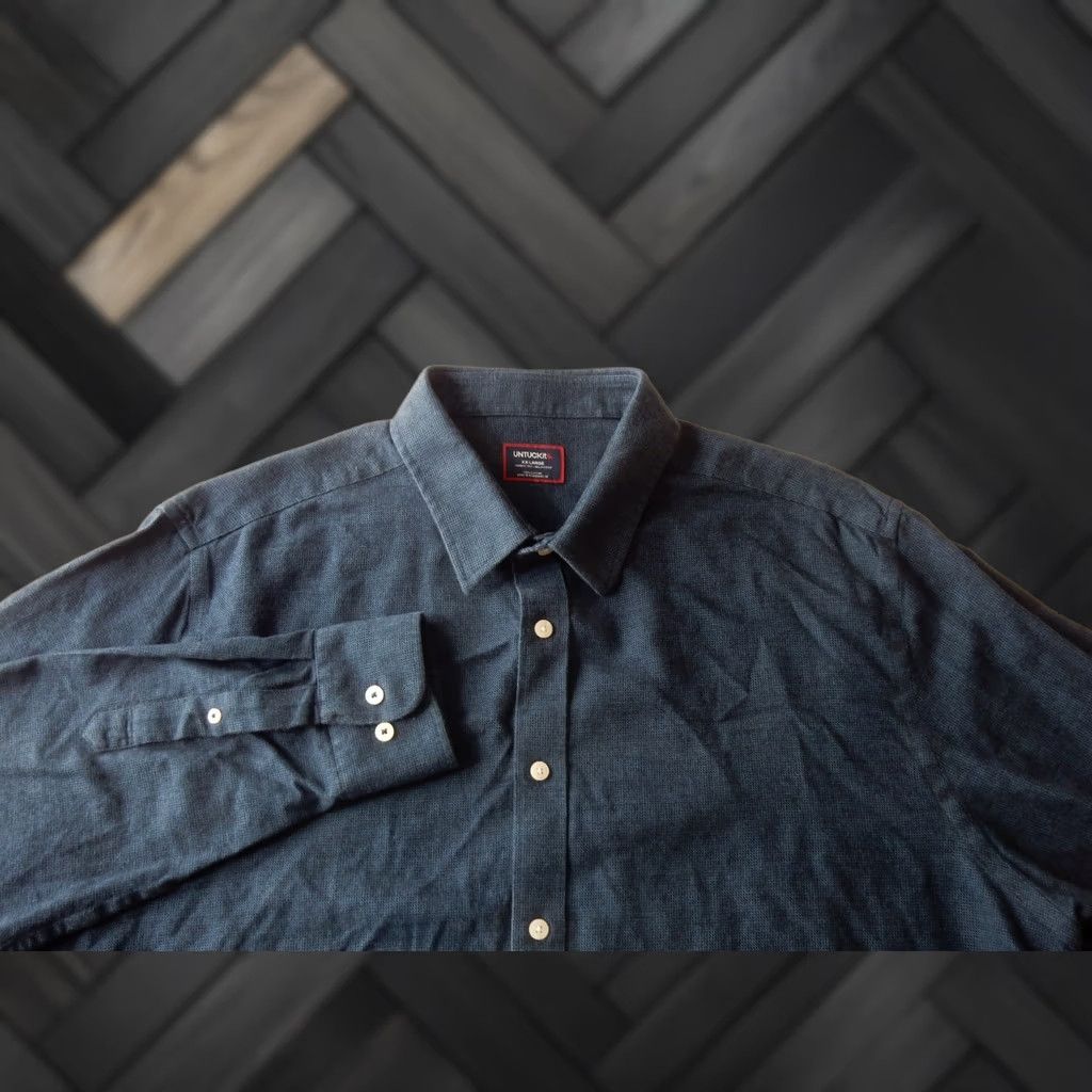 UNTUCKit UNTUCKit Men's Button Front Shirt XXL Large Size Long Sleeve Blue Cotton Button-Up Shirt Men Size US XXL / EU 58 / 5 - 1 Thumbnail
