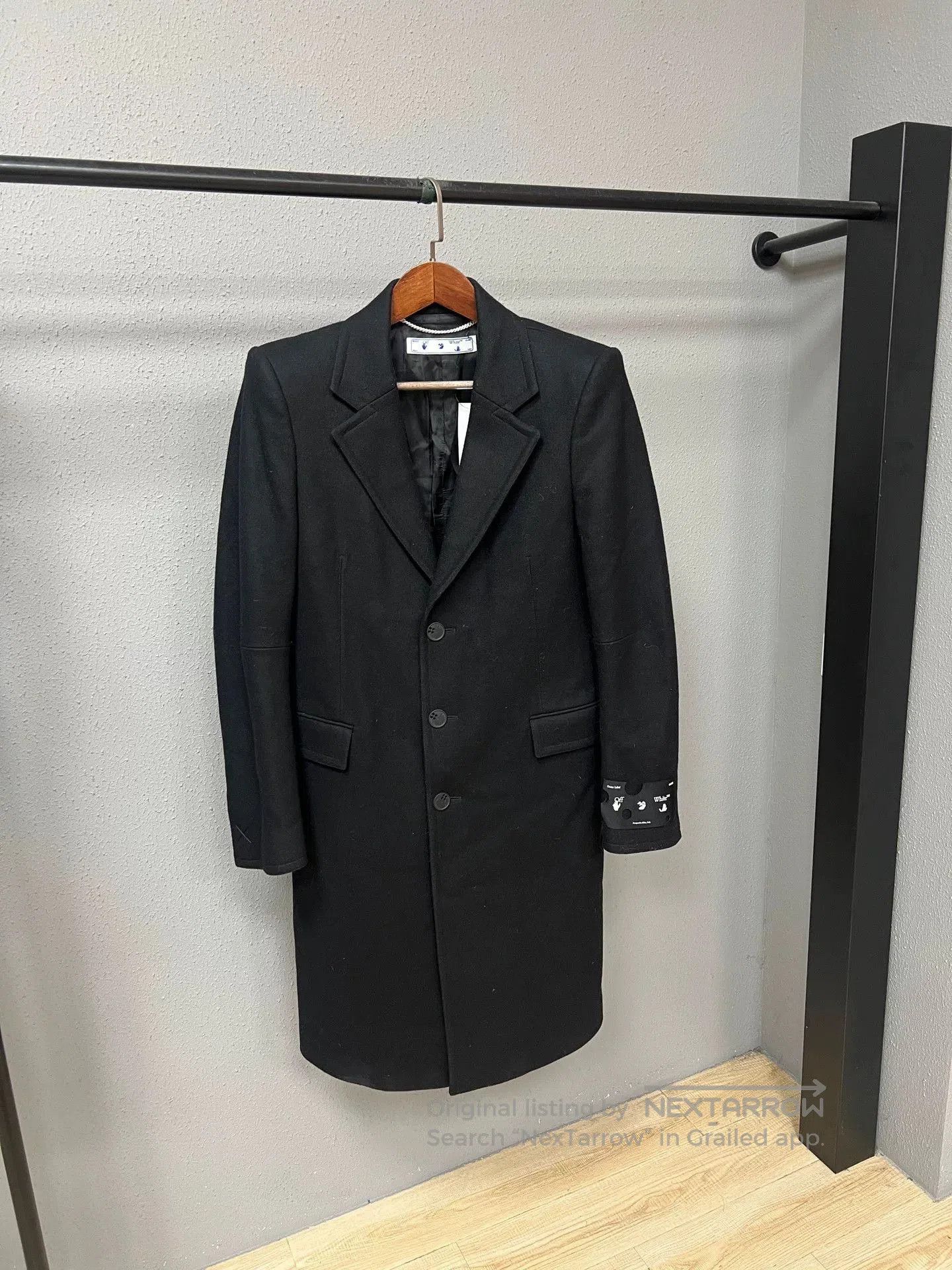 Off-White Off White Rhinestone Wool Coat. Size S / US 4 / IT 40 - 1 Thumbnail