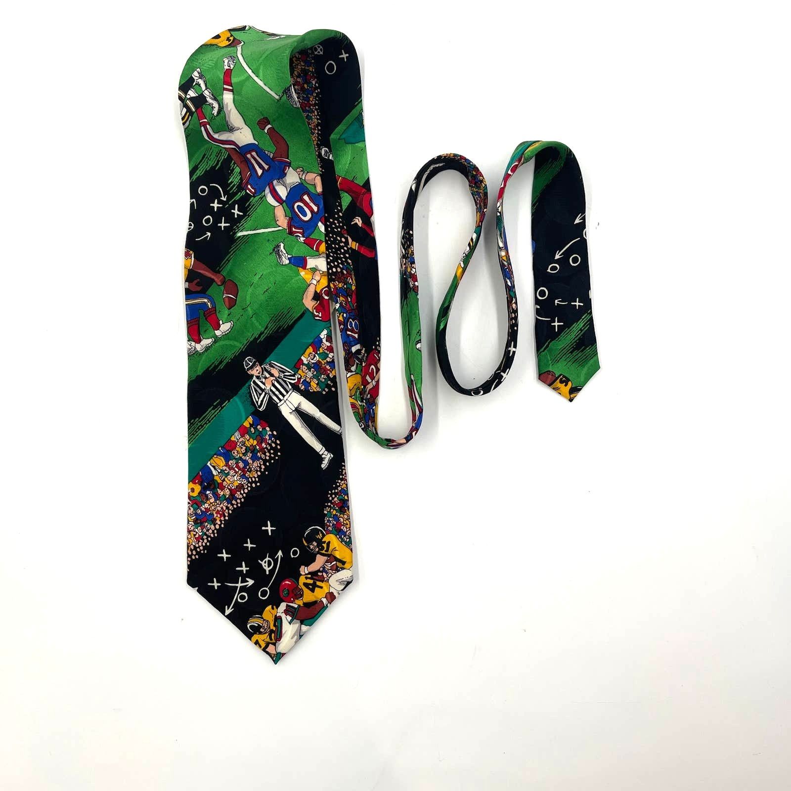 Nicole Miller Nicole Miller Silk Tie Football Theme Vintage 90s Deadstock Size ONE SIZE - 2 Thumbnail