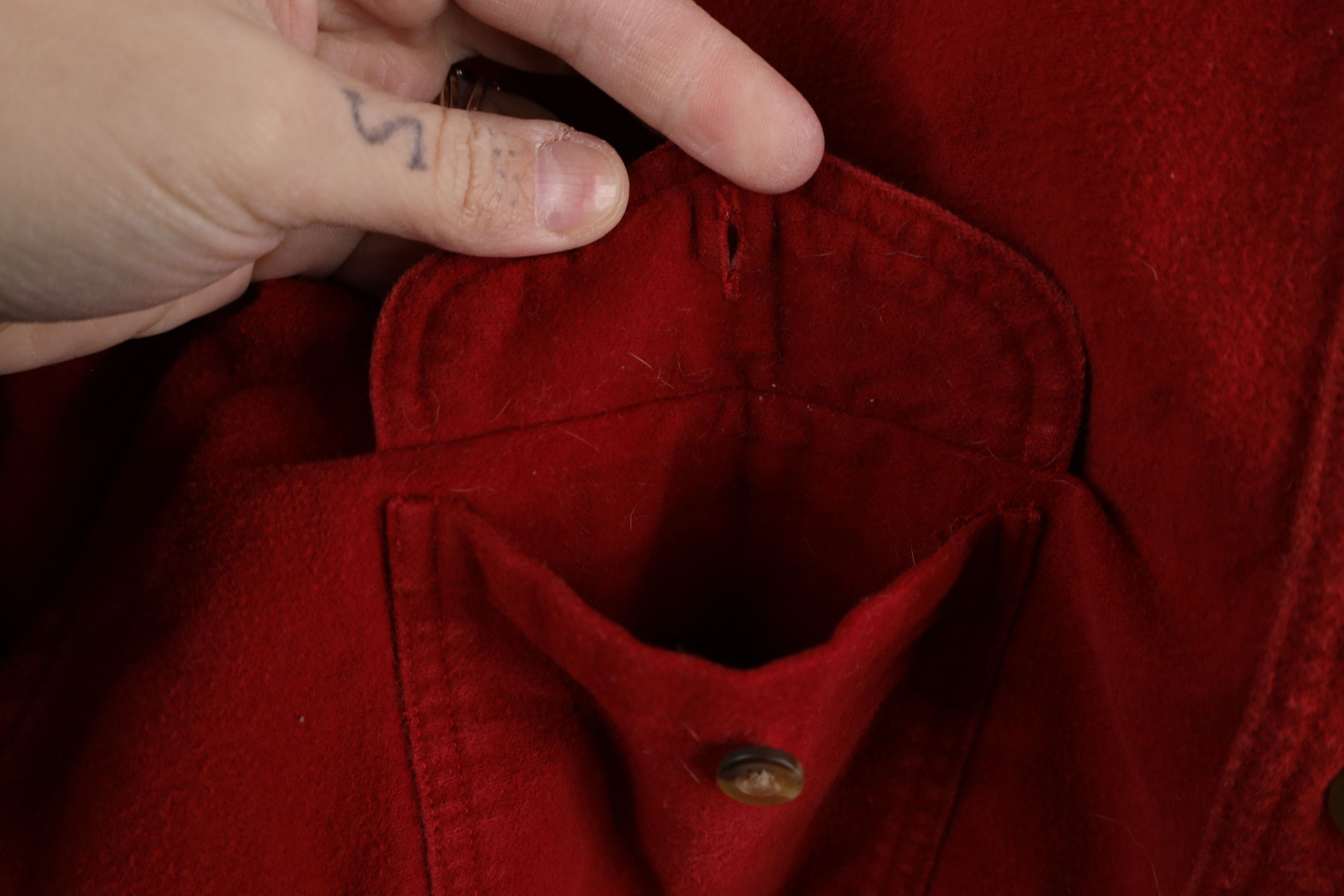 Lands' End × Vintage Vintage 90s Lands End Chamois Cloth Button Shirt Red USA Size XXL / US 16-18 / IT 52-54 - 7 Thumbnail