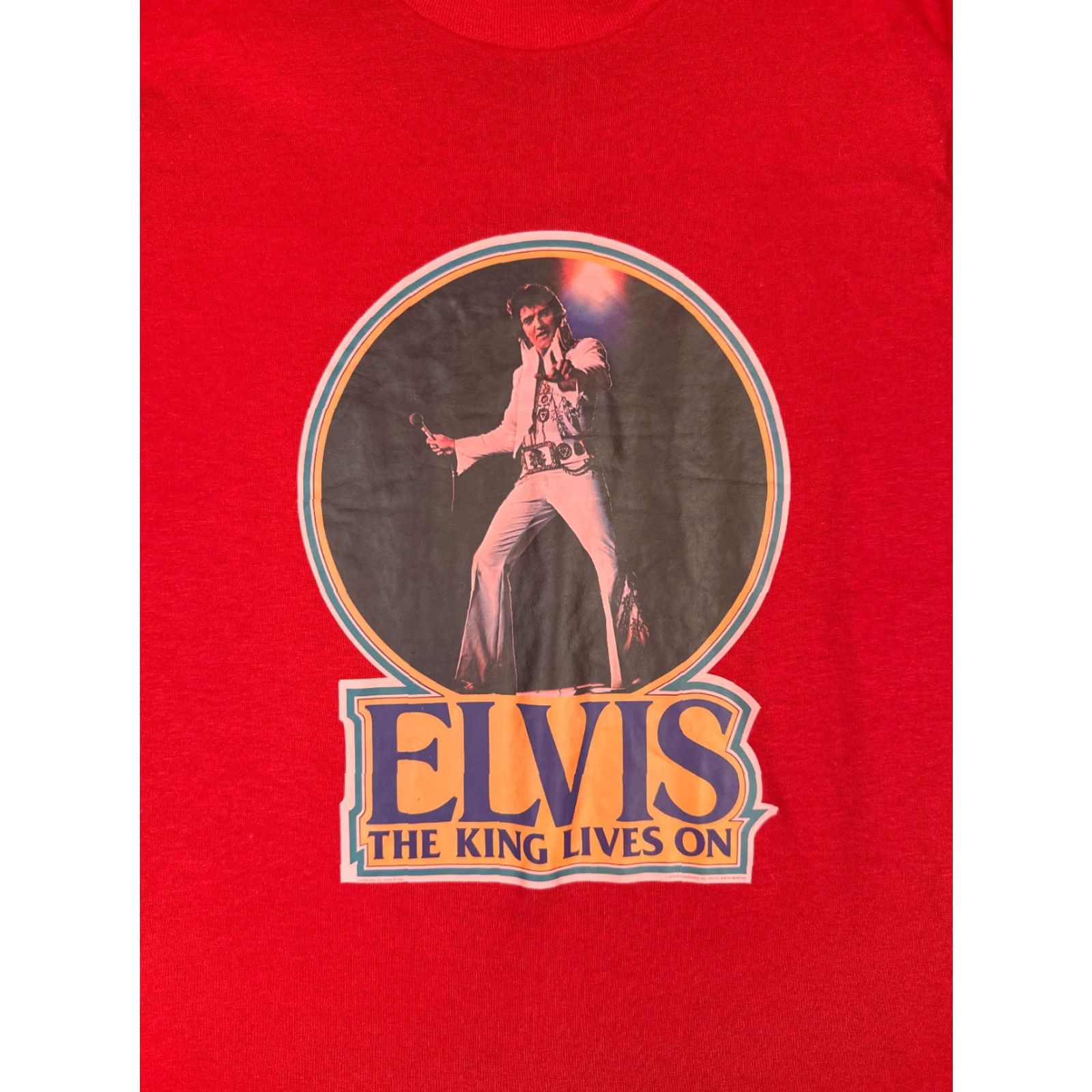 Vintage Elvis The King Lives On Shirt Mens Small Red Cotton Sleeveless Crew Neck T-Shirt Size US S / EU 44-46 / 1 - 6 Thumbnail