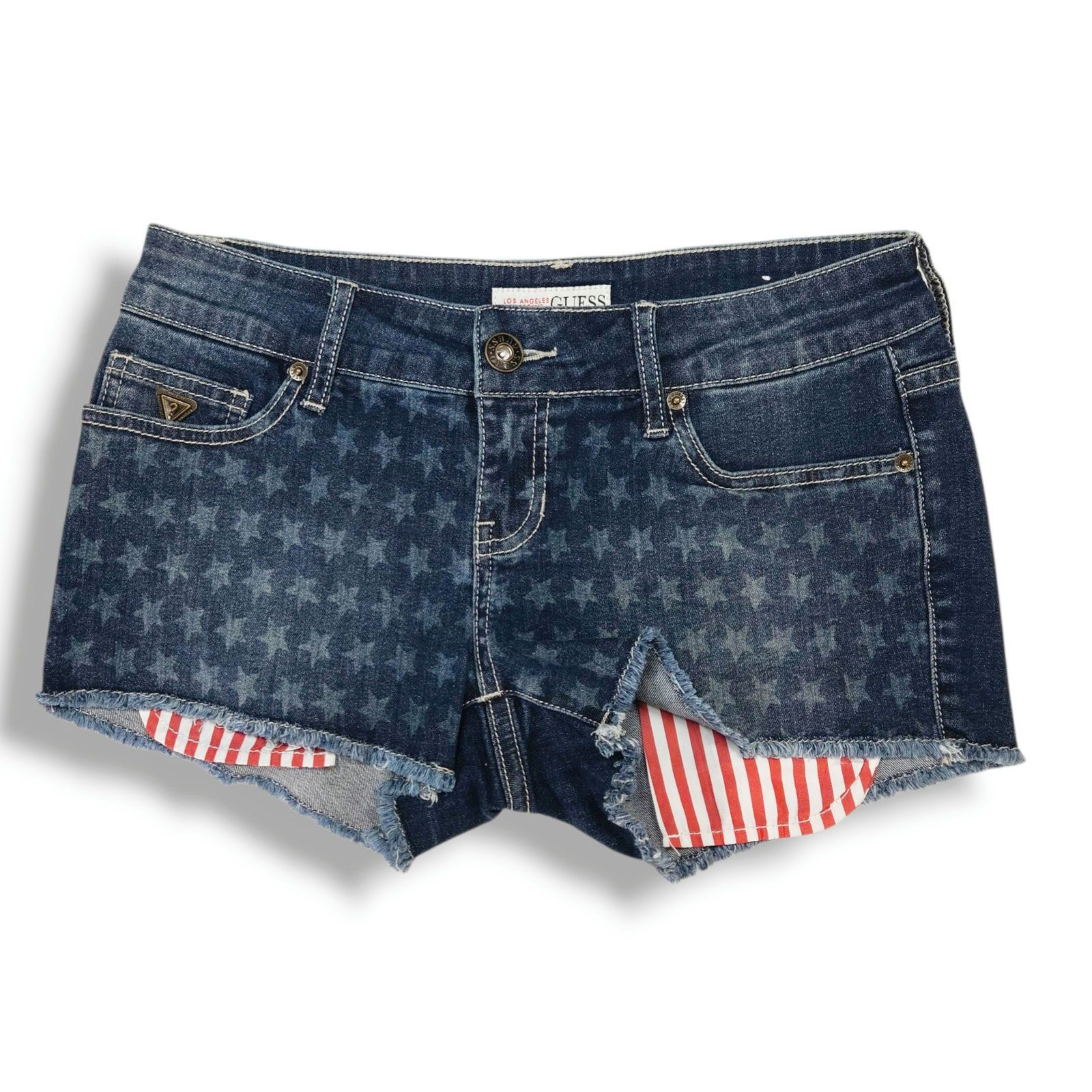 Guess Guess Star Print Cutoff Denim Shorts Raw Hem Blue 27 NWOT Size 27" / US 4 / IT 40 - 1 Thumbnail