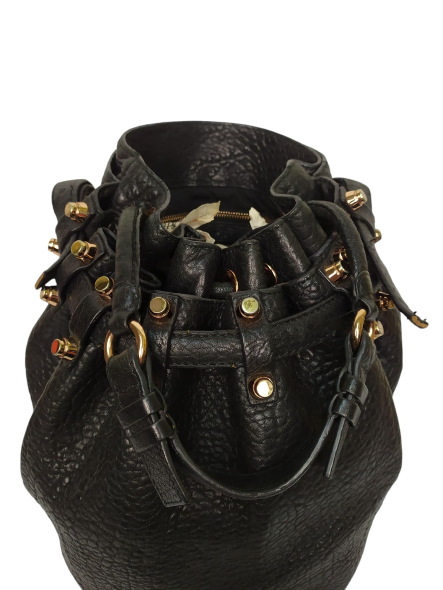 Alexander Wang × Genuine Leather Alexander Wang Diego Black Pebbled Leather Bucket Bag Size ONE SIZE - 5 Thumbnail