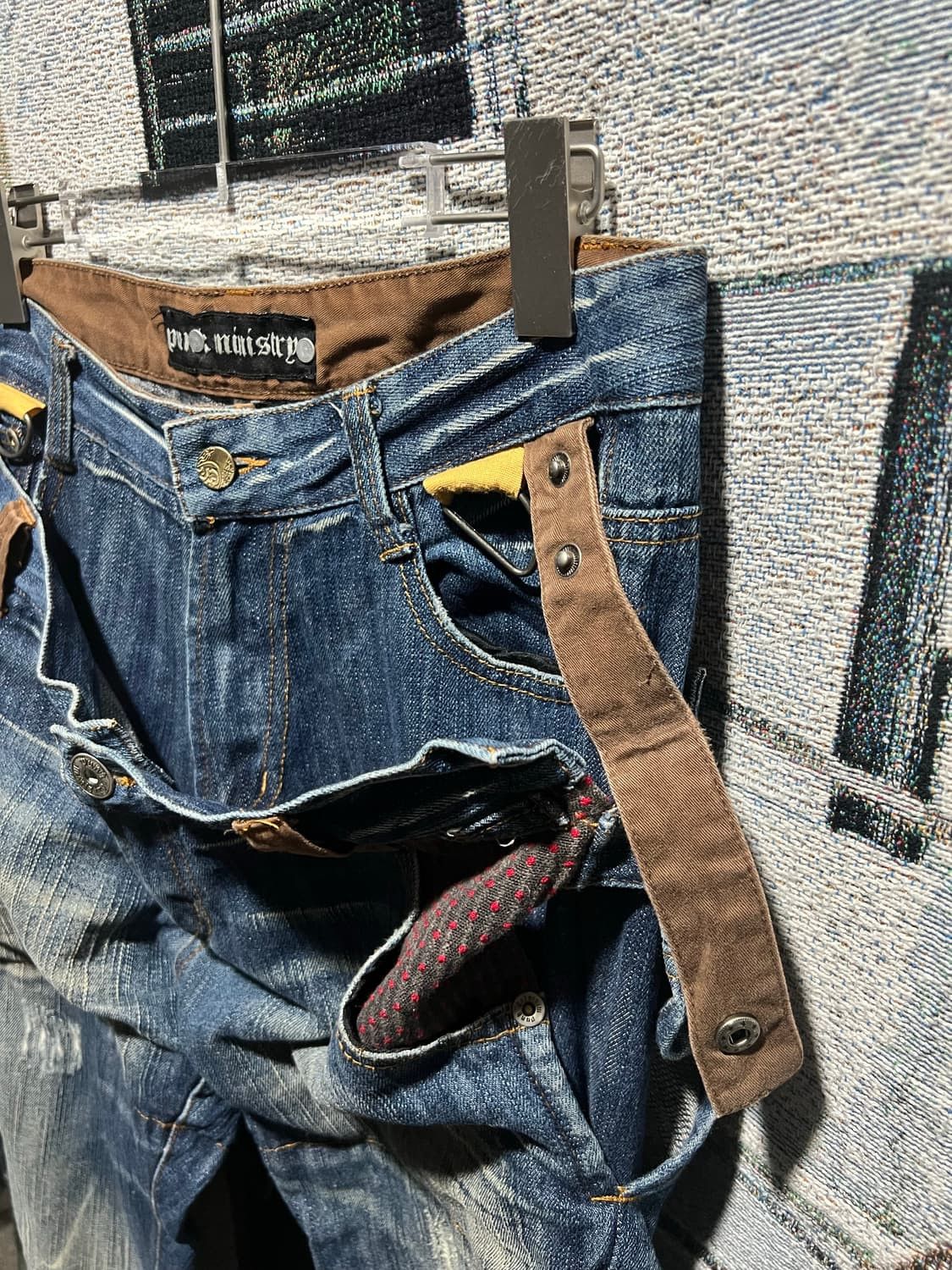 Japanese Brand DOUBLE WAIST Remake Y3 printed denim pant Size US 33 - 4 Thumbnail