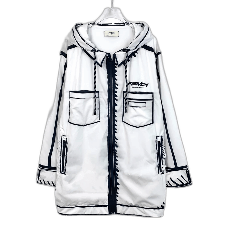 Fendi Fendi White Graffiti Hooded Zip Jacket Size US M / EU 48-50 / 2 - 1 Thumbnail
