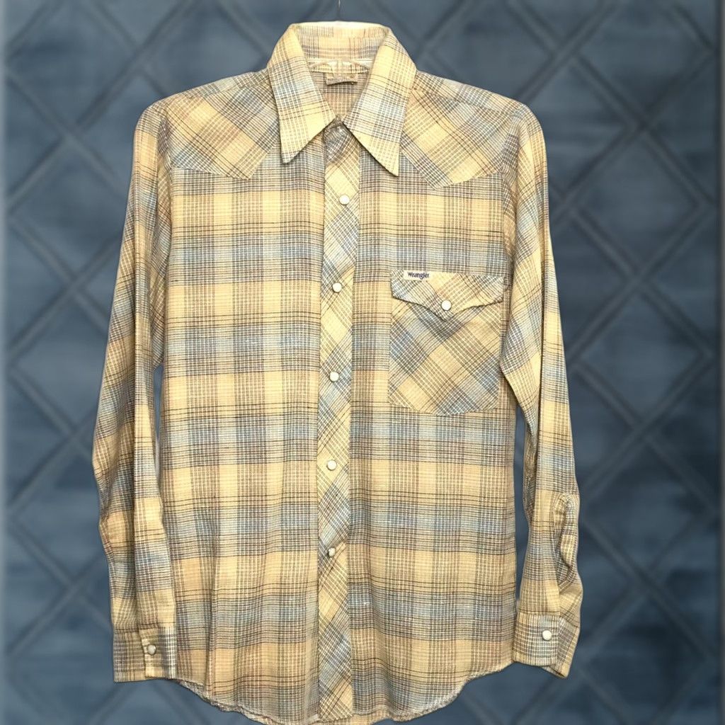 Wrangler VTG Wrangler Shirt Mens 16 Beige Plaid Long Sleeve Button-Up Snap Western Shirt Mens X16 Beige Plaid Long Sleeve Wrangler VTG Size US L / EU 52-54 / 3 - 1 Thumbnail