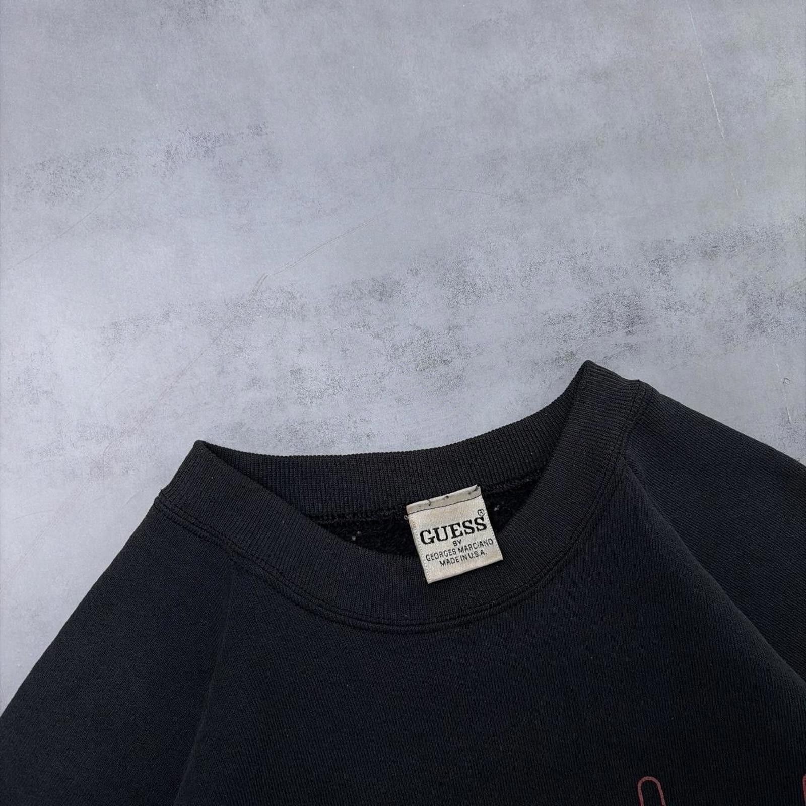 Guess Vintage 90’s Black Guess Grunge Distressed Crewneck Sweater Size US L / EU 52-54 / 3 - 5 Thumbnail