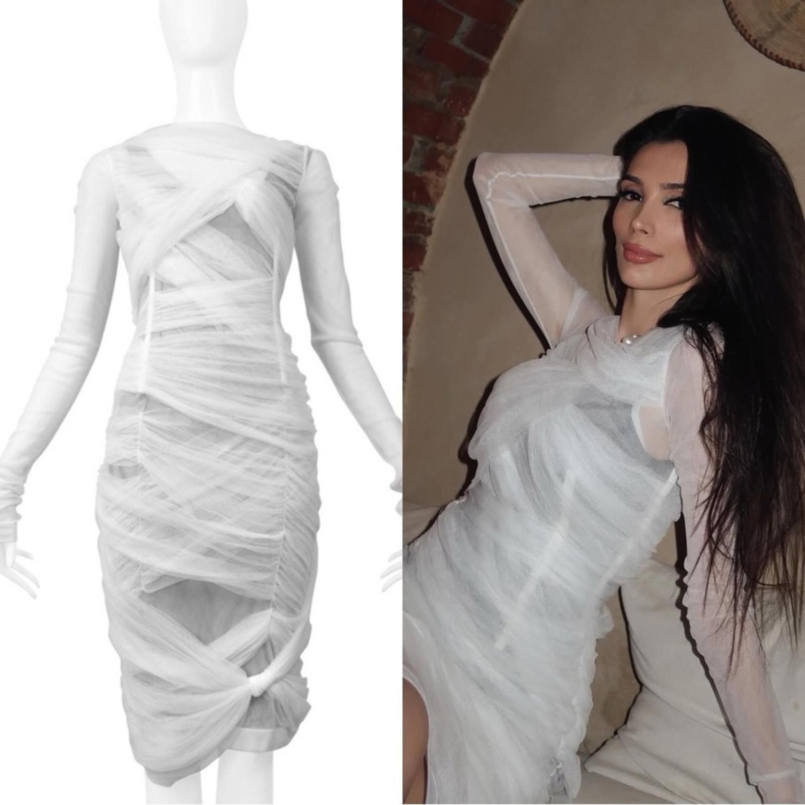 Dolce & Gabbana RARE Dolce & Gabbana Archival Mummy White Layered Mesh Dress Size XS / US 0-2 / IT 36-38 - 1 Thumbnail
