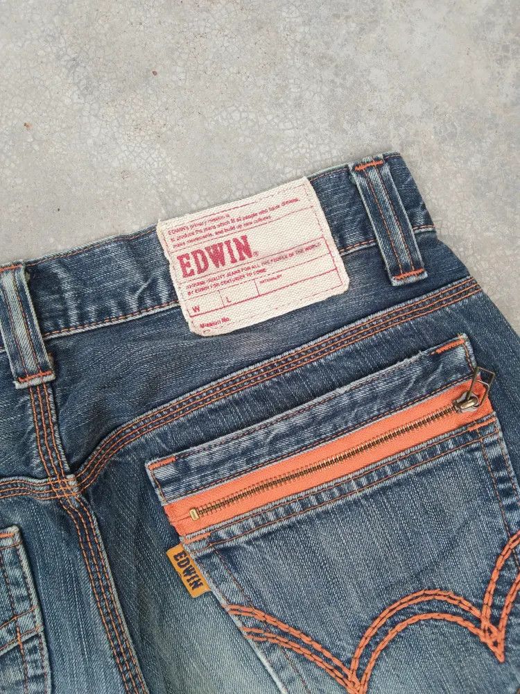 Japanese Brand Vintage Edwin Faded Blue Distressed Jeans 34x32 Size US 34 / EU 50 - 4 Thumbnail