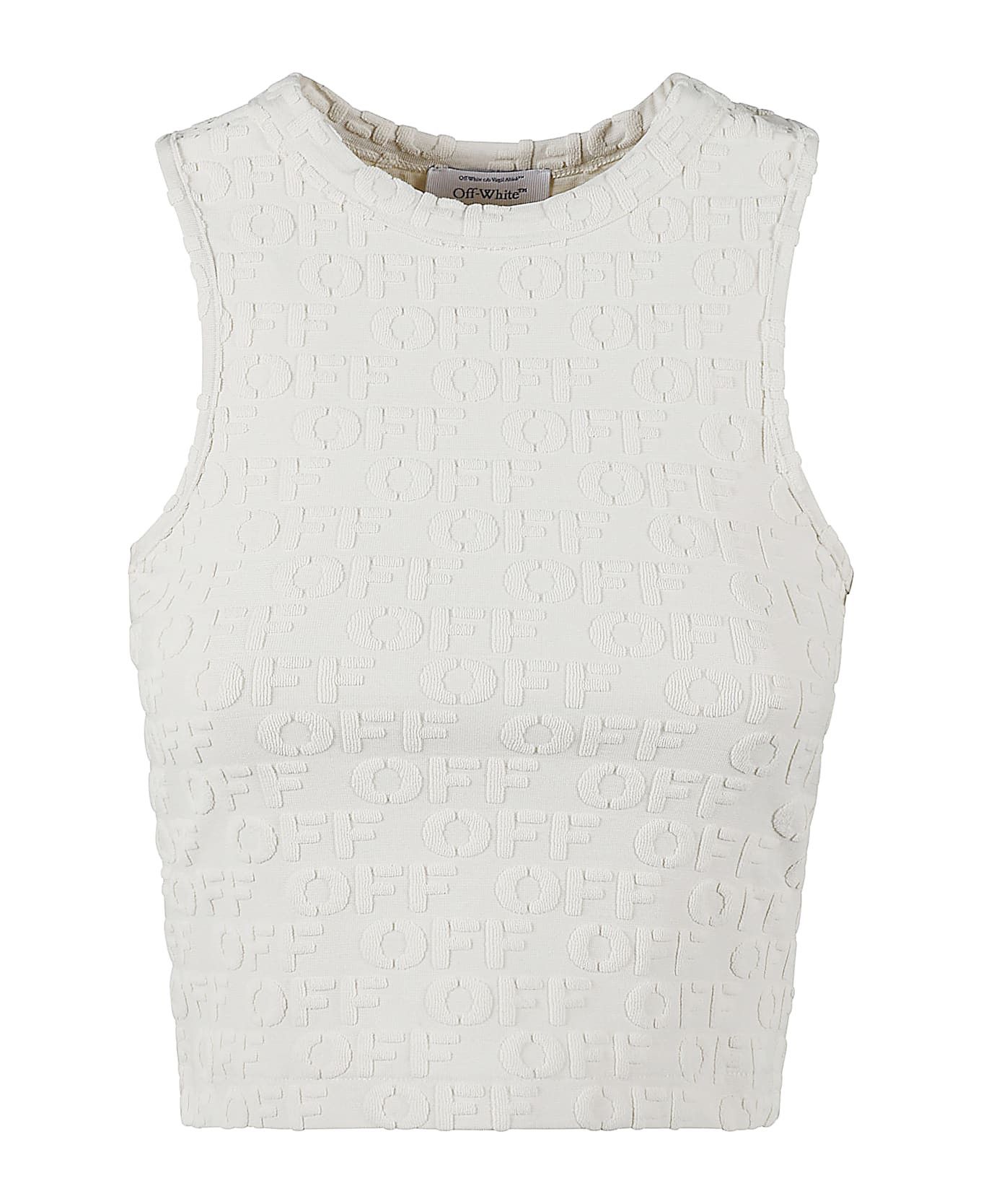 Off-White o1y1225 Logo Crop Top in White Size M / US 6-8 / IT 42-44 - 1 Thumbnail