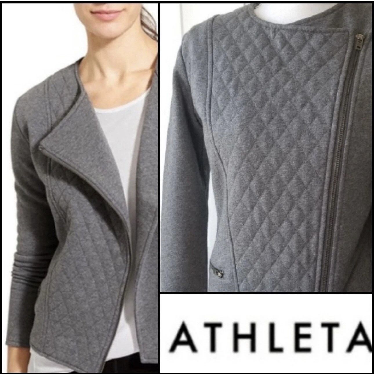 Athleta Athleta Belvedere Asymmetrical Moto Quilted Knit Jacket NWT Size XL / US 12-14 / IT 48-50 - 3 Thumbnail