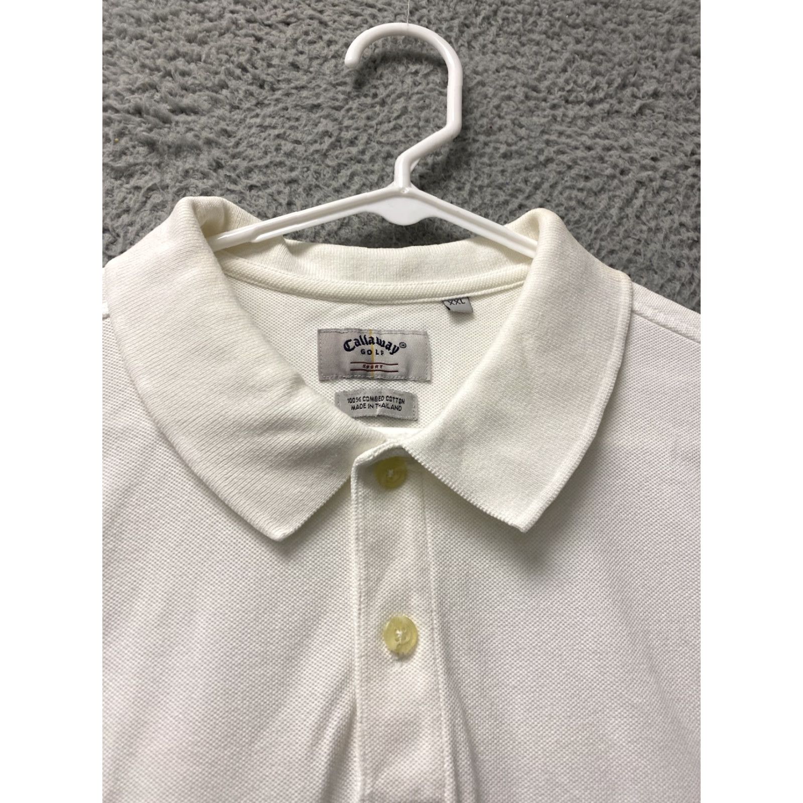 Callaway Callaway Polo Shirt Mens XXL White Golf 100-24 / Regular Short Sleeve Polo Knit Cotton Blend Button Logo Swoosh Striped All Seasons Pattern Size US XXL / EU 58 / 5 - 2 Thumbnail