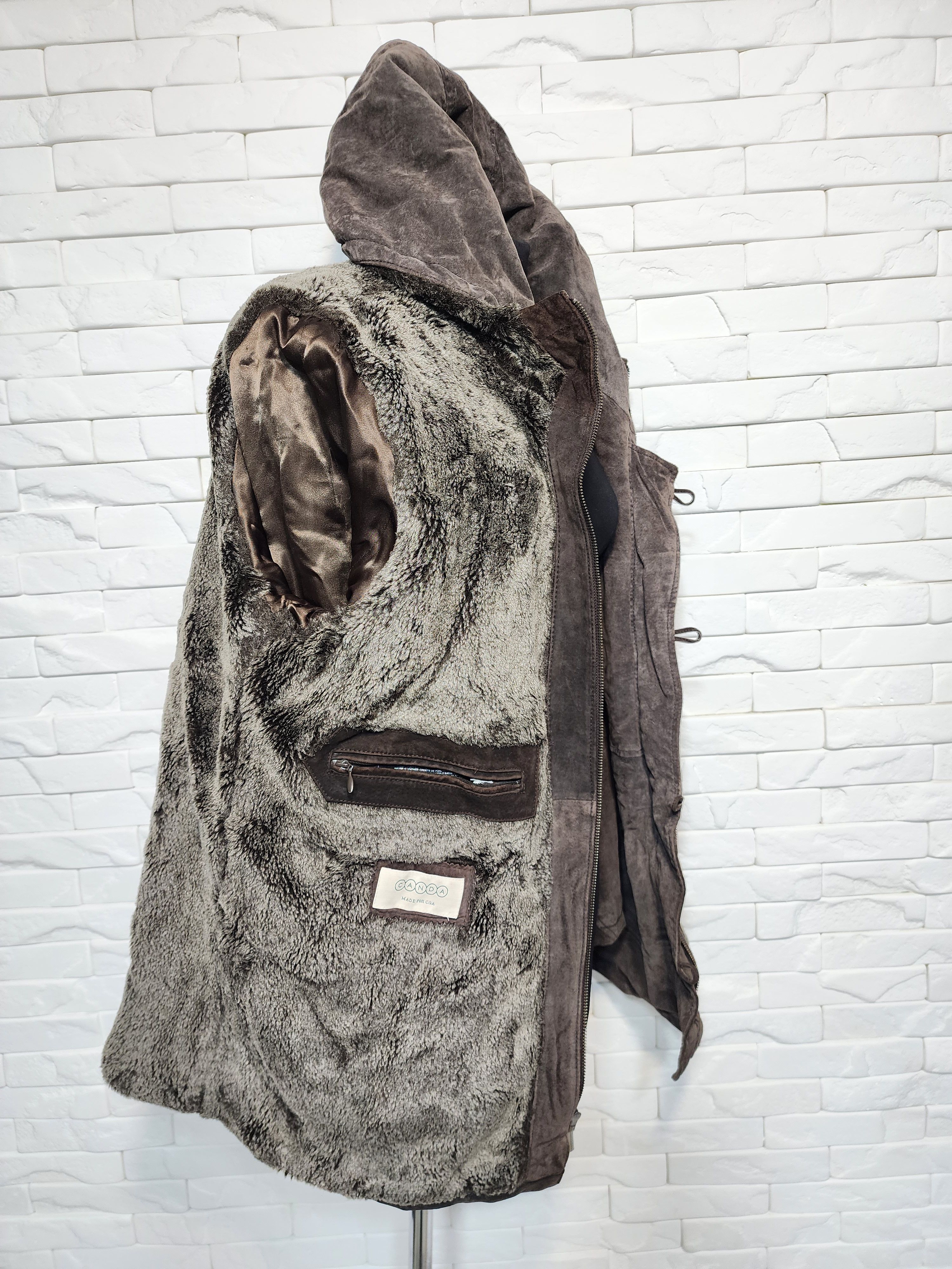 Genuine Leather Brown Suede Leather Jacket: Women's Outerwear With Hood Size XXL / US 16-18 / IT 52-54 - 9 Thumbnail