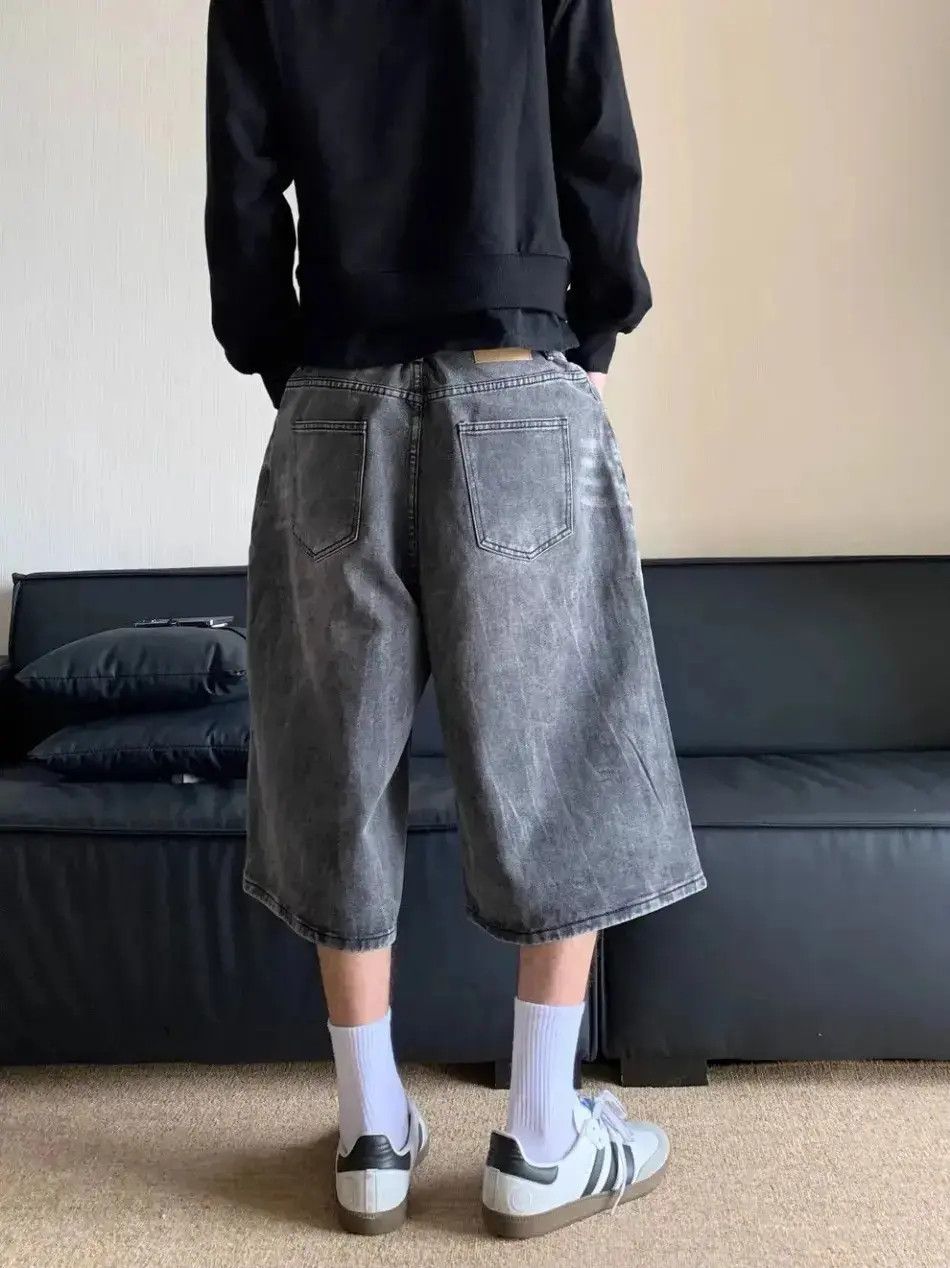 Japanese Brand × Jean Street Washed Hip Hop y2k Jorts Short Jeans Size US 32 / EU 48 - 2 Thumbnail
