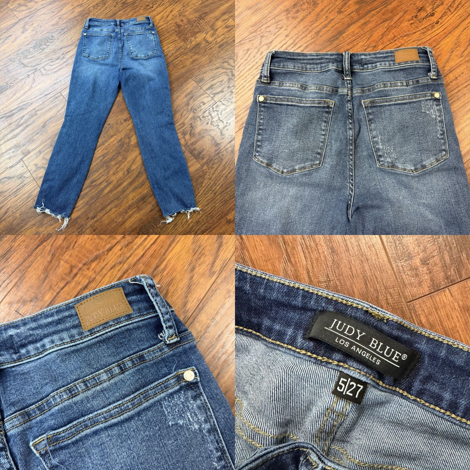 Denime Judy Blue Jeans Womens 27 Relaxed Mid Rise Distressed Stretch Denim 26x26 Blue Denim Straight Jeans Womens Size 26" / US 2 / IT 38 - 8 Thumbnail