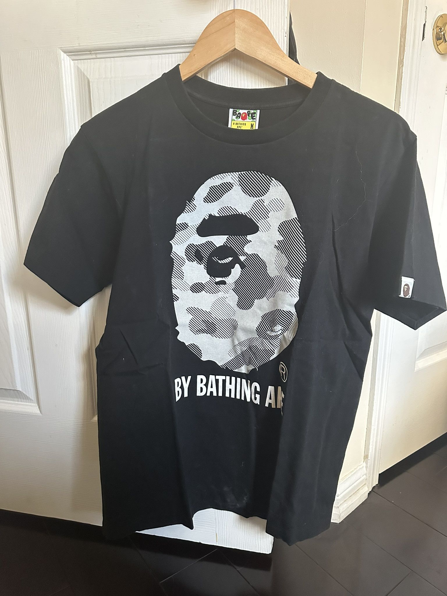 Bape Bape Head Grey Stripe Camo Logo T Shirt Size US M / EU 48-50 / 2 - 1 Thumbnail