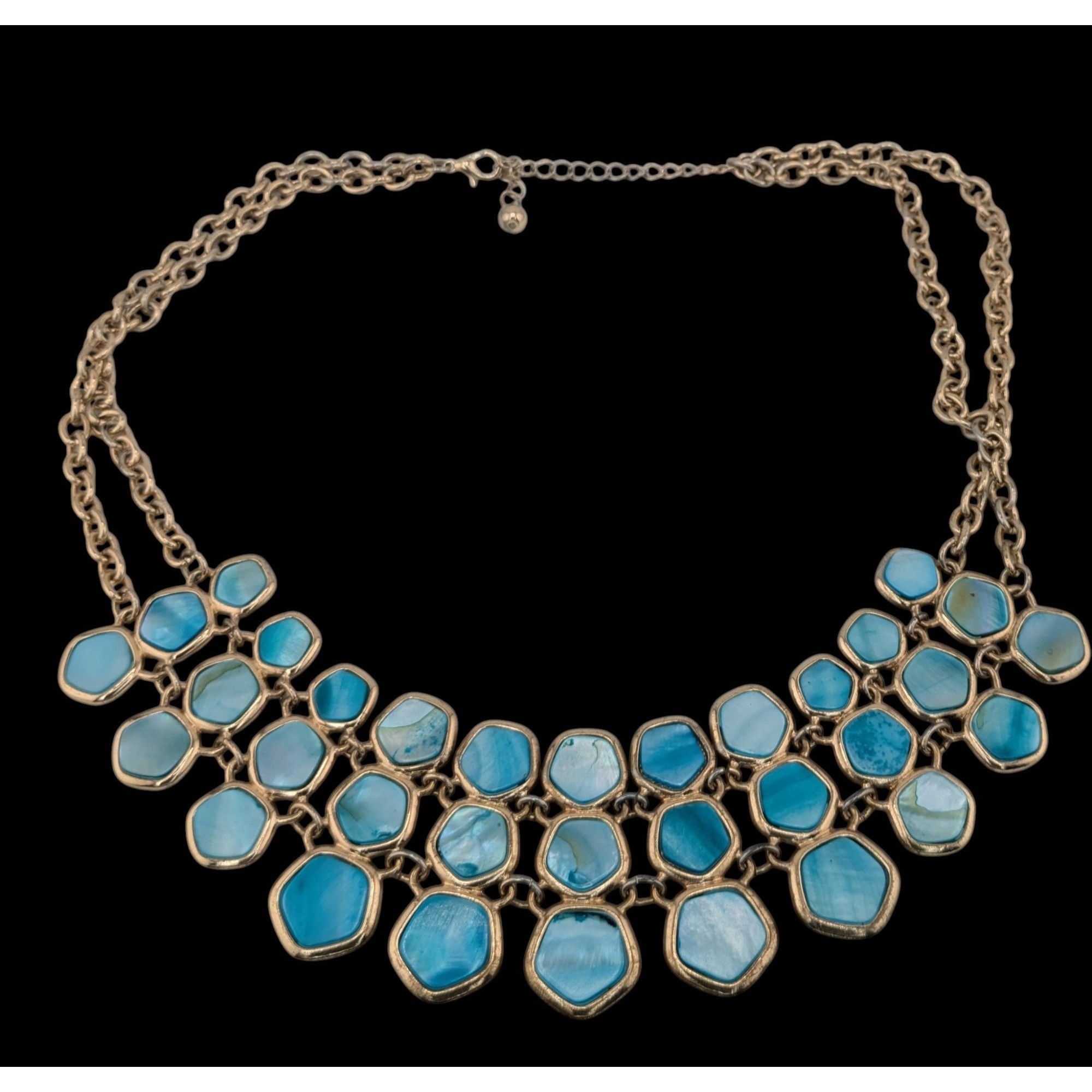 Other Mermaidcore Glam Statement Gold-Tone Necklace With Blue Shel Size ONE SIZE - 2 Thumbnail