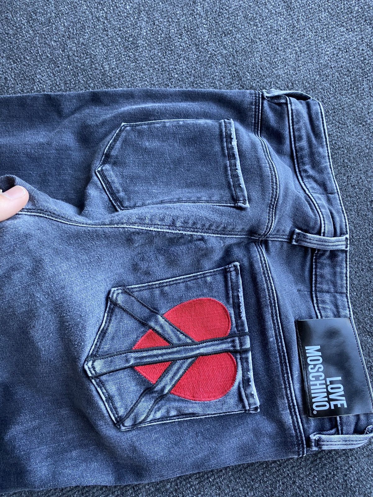 Love Moschino 🔥Love Moschino Gray Heart Logo Women Jeans 27 goth emo alt Size 27" / US 4 / IT 40 - 4 Thumbnail