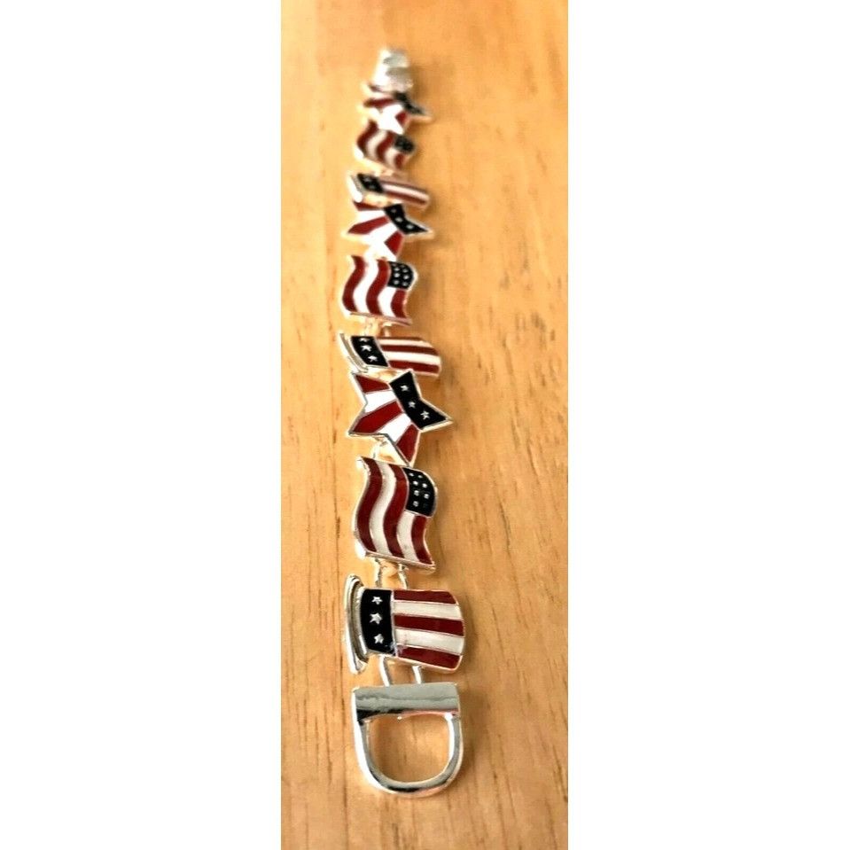 Handmade Patriotic Bracelet American Flag Uncle Sam Hat Stars Magneti Size ONE SIZE - 6 Thumbnail