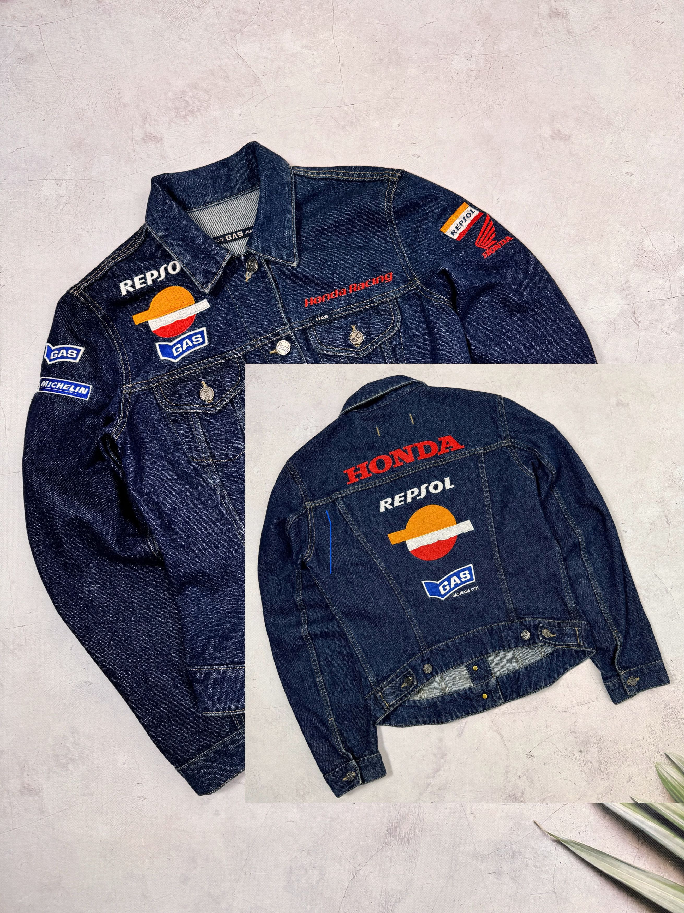 GAS × Honda Gas Denim Jacket Honda Repsol Racing Michelin Women Size L / US 10 / IT 46 - 2 Thumbnail