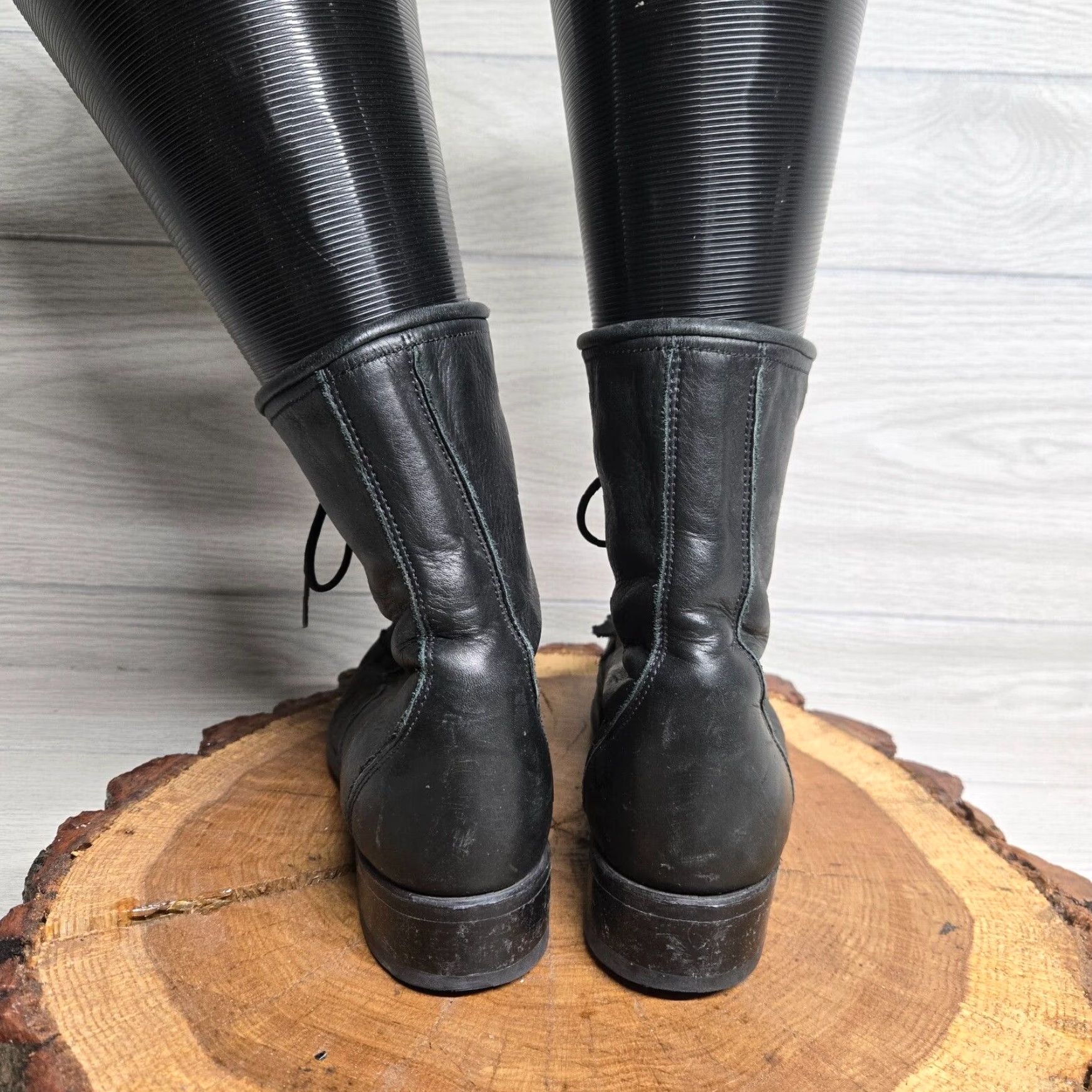 Vintage Laredo Women's Western Boots Black Leather Lace Up Tall Size 7.5 M Size US 8 / IT 38 - 4 Thumbnail