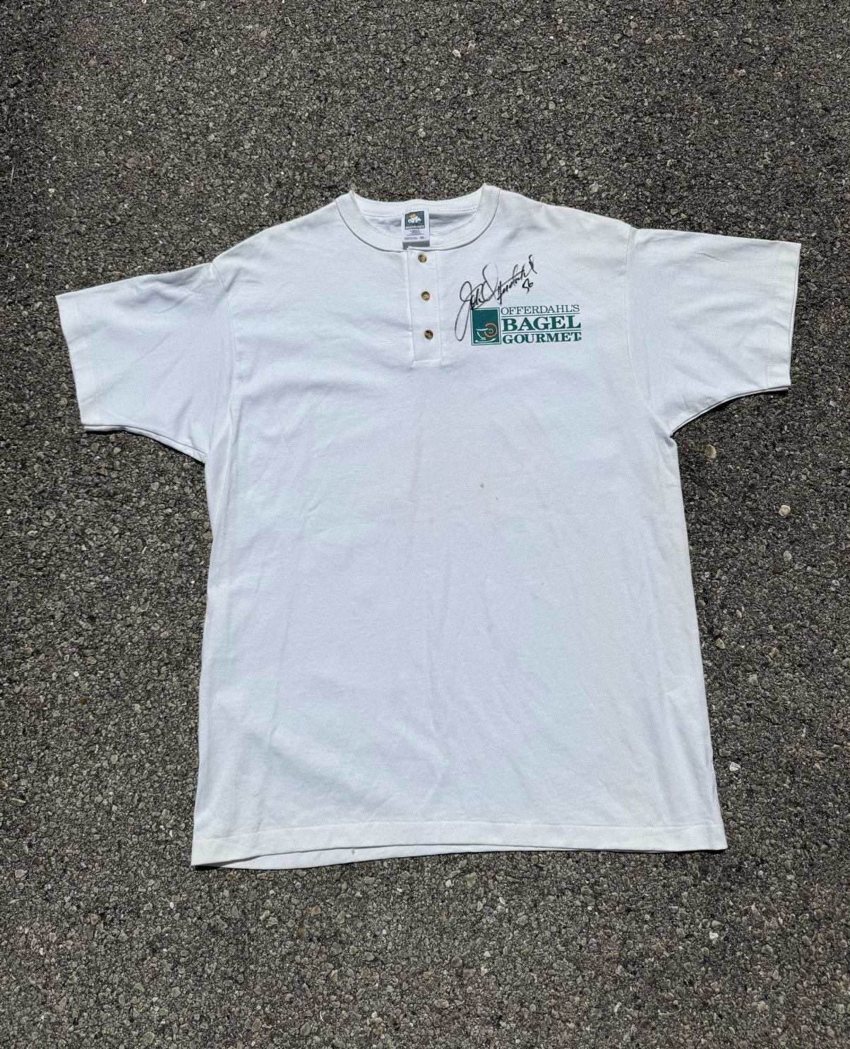 Anvil 90s vintage Be Chewsy John Offerdahl autographed bagel shop Size US XL / EU 56 / 4 - 3 Thumbnail