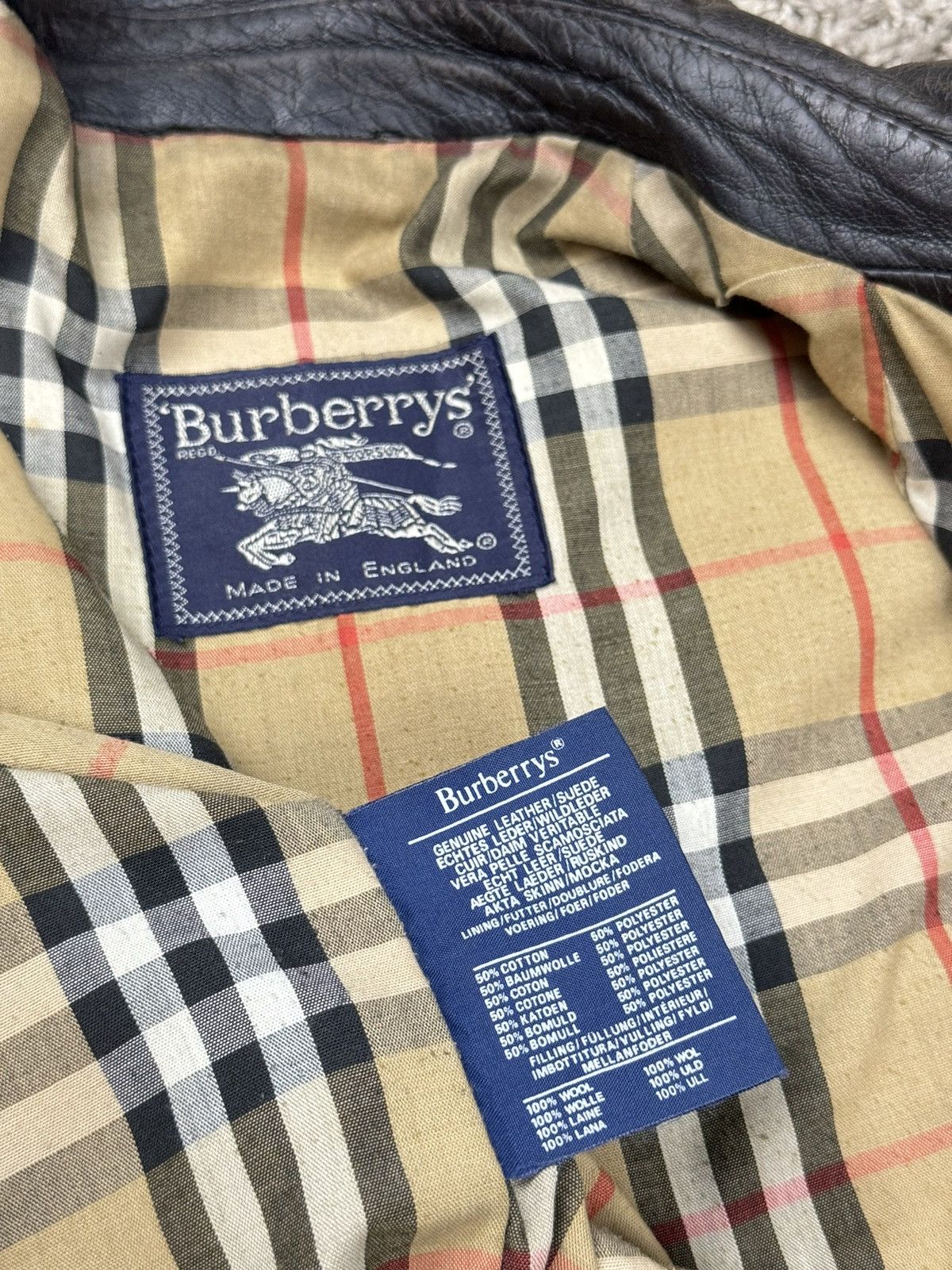 Burberry × Vintage Vintage leather jacket Burberry original luxury casual item Size US XL / EU 56 / 4 - 4 Thumbnail