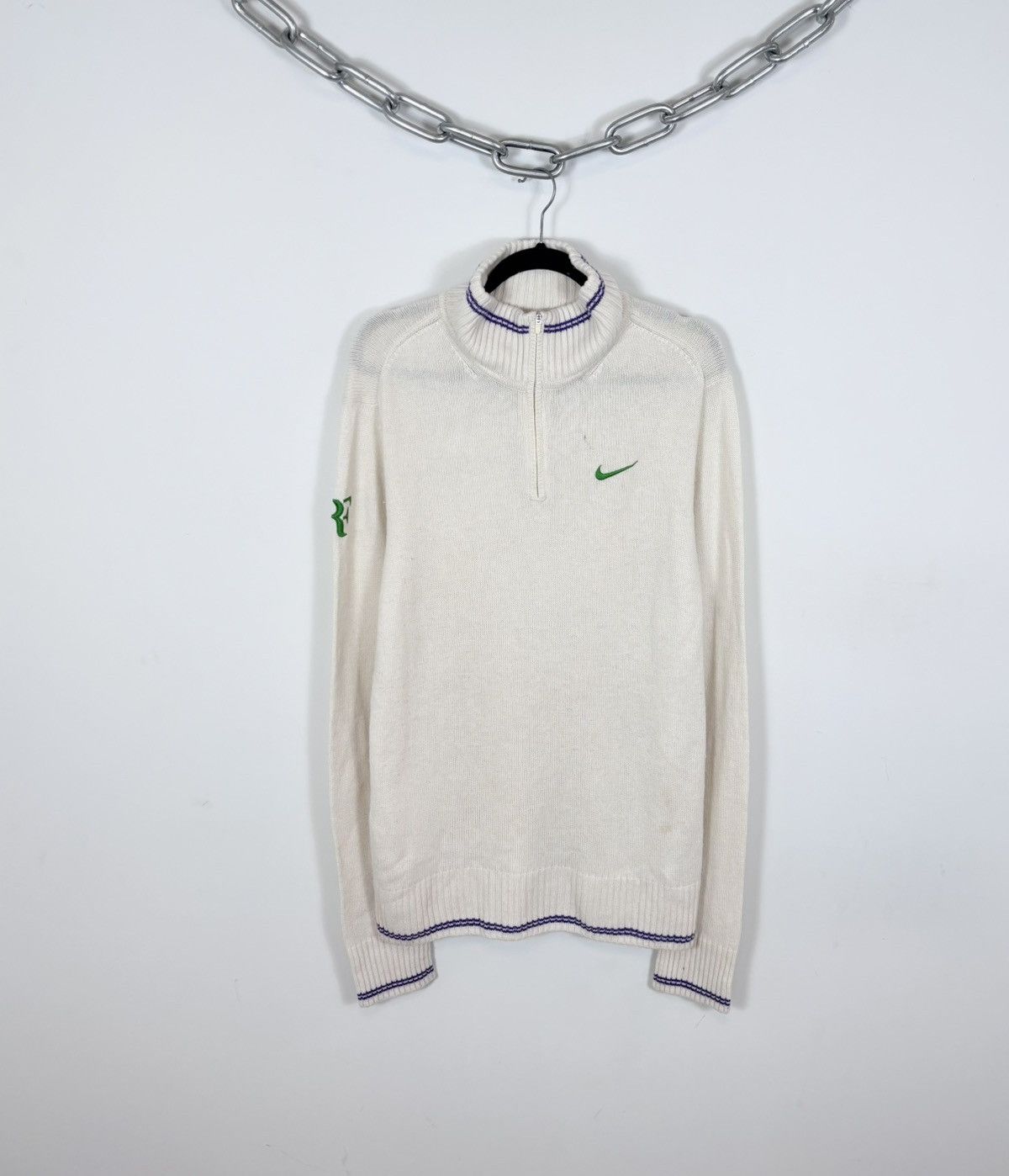 Nike Nike Roger Federer RF 2012 Wimbledon Q-Zip Cashmere Sweater Size US L / EU 52-54 / 3 - 1 Thumbnail