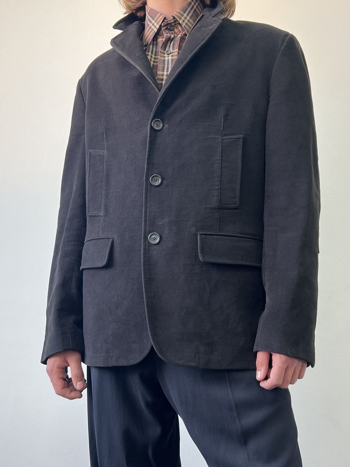 Burberry × Burberry Prorsum Burberry London Velour Blazer Jacket Size US XL / EU 56 / 4 - 3 Thumbnail
