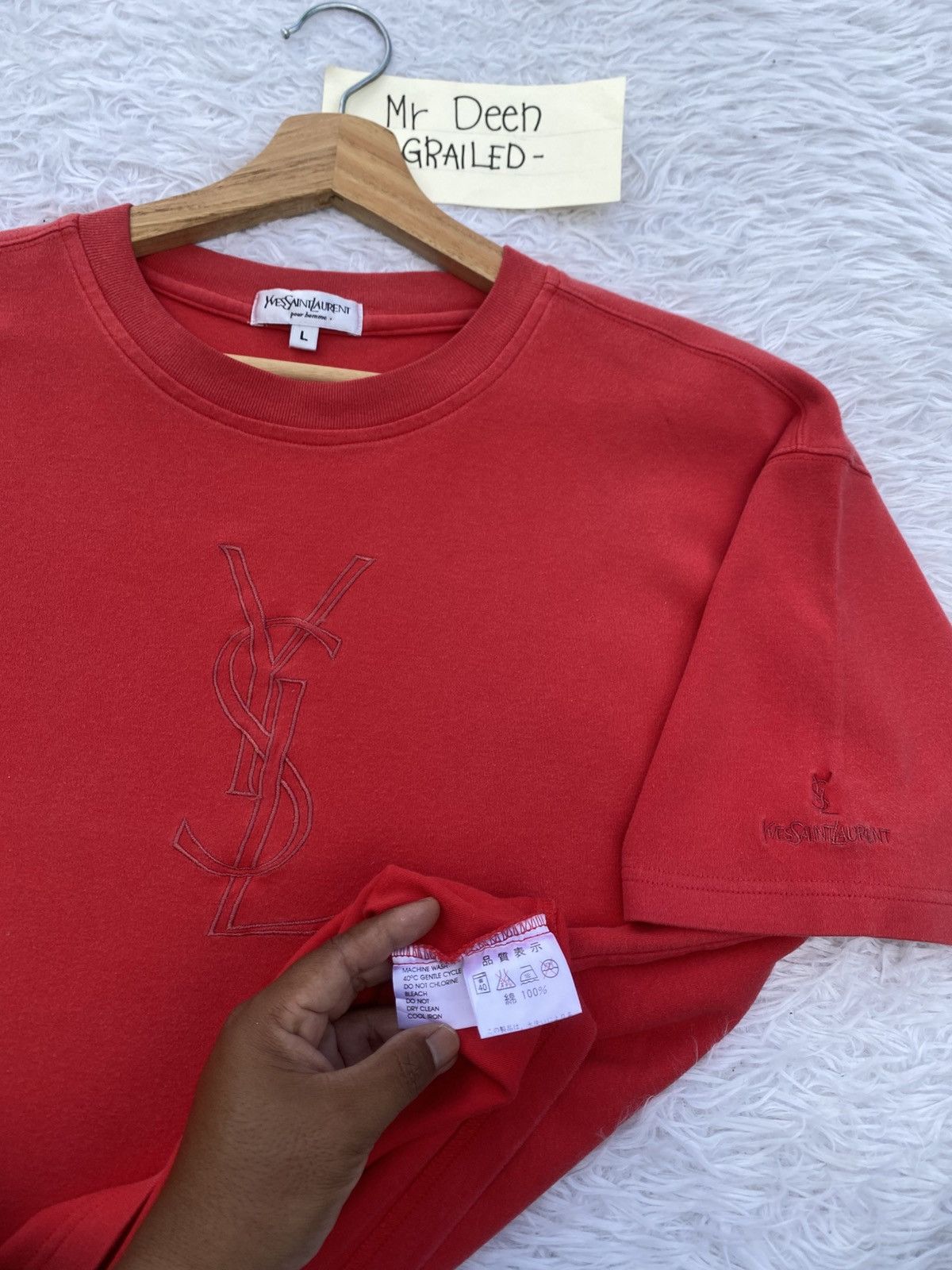 Yves Saint Laurent Rare Vintage Yves Saint Laurent YSL Embroidered Logo Tshirt Size US L / EU 52-54 / 3 - 11 Thumbnail