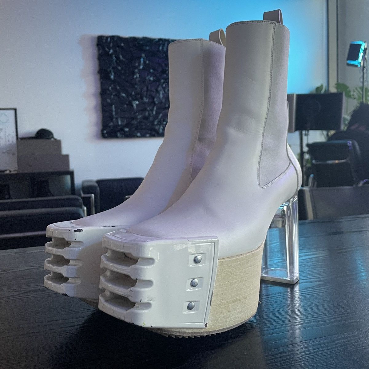 Rick Owens Rick Owens White Kiss Boots | Grailed