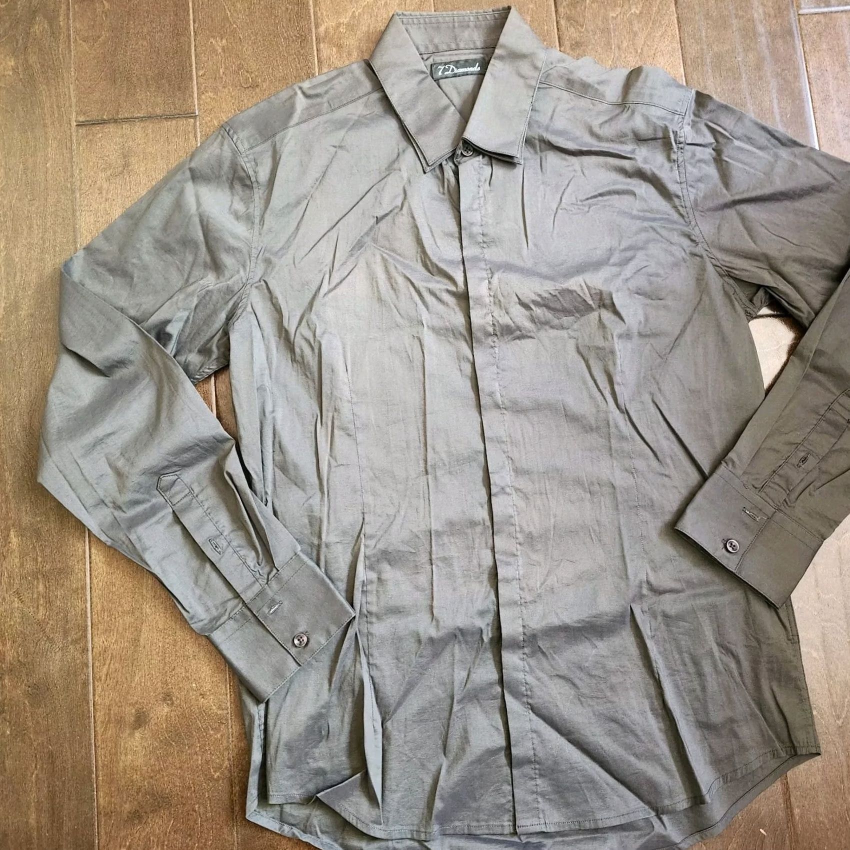 Vintage 7 Diamonds Dress Shirt Gray Button Up Long Sleeve Size M Regular Fit Womens? Size 40R - 2 Thumbnail