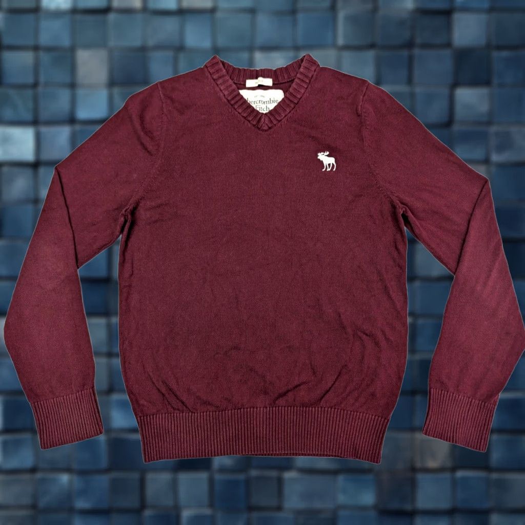 Abercrombie & Fitch Abercrombie & Fitch Sweater Womens XL Maroon V-Neck Wool Cashmere Knit Pullover Embroidered Moose 90s Bohemian Preppy Casual/Party Womens XL Red Size XL / US 12-14 / IT 48-50 - 1 Thumbnail