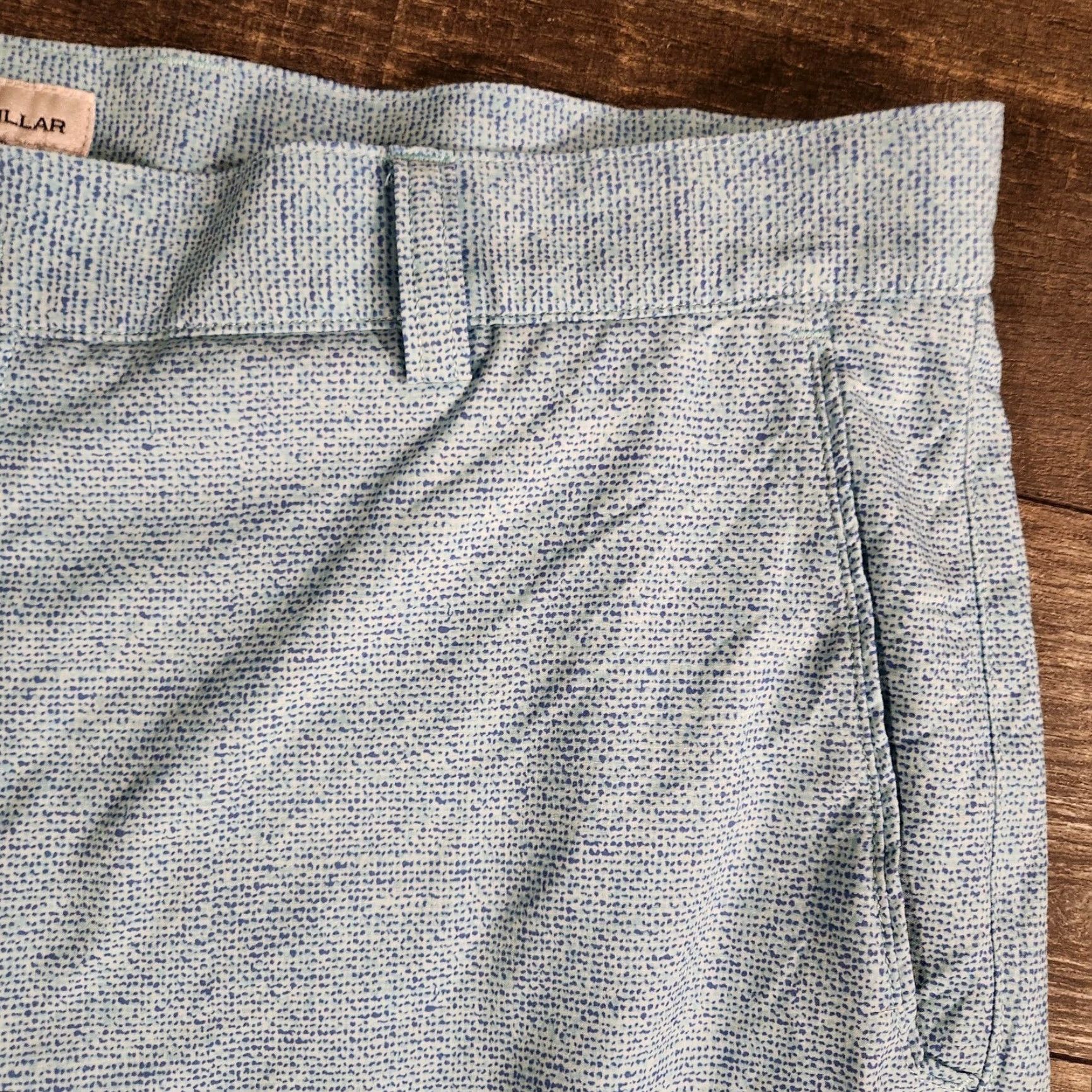 Peter Millar Peter Millar Shorts Mens 36 AOP Blue Performance Stretch Golf Wicking Casual Travel Geometric Front Flat Front Pockets Logo Men Regular Chino Short Size US 36 / EU 52 - 3 Thumbnail