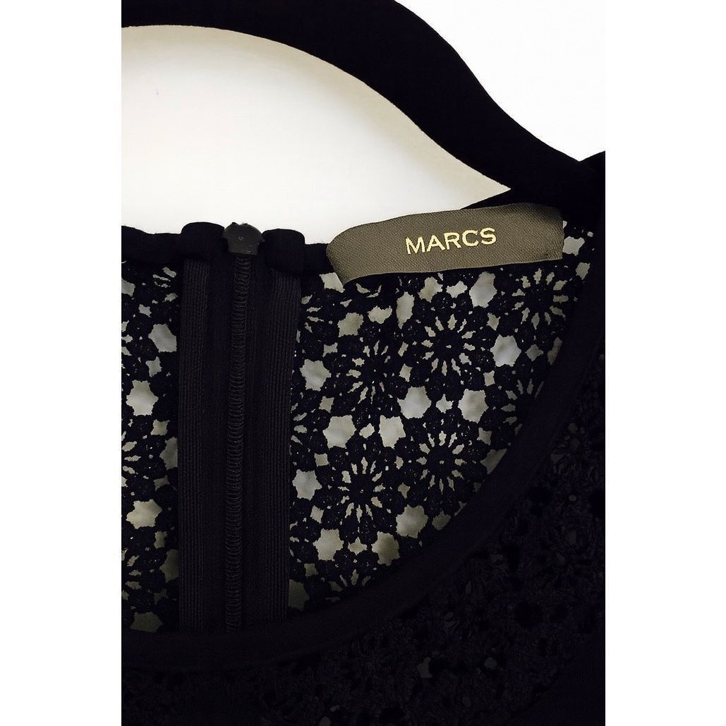 Marcs Marc’s Navy Blue Lace Neckline Top | Short Sleeve Viscose Te Size S / US 4 / IT 40 - 6 Thumbnail