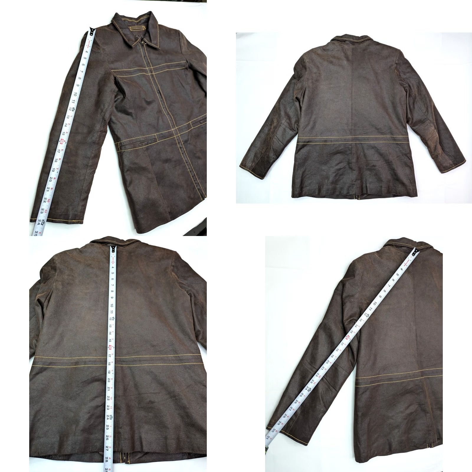 Lee VINTAGE Lee Leather Quilt Lined Jacket Womens L Brown Yellow Accent EUC Jacket Size L / US 10 / IT 46 - 9 Thumbnail