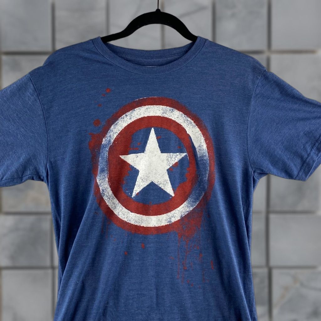 Vintage Marvel Captain America Shirt Mens S Blue Short Sleeve Graphic Print Casual Size US S / EU 44-46 / 1 - 1 Thumbnail