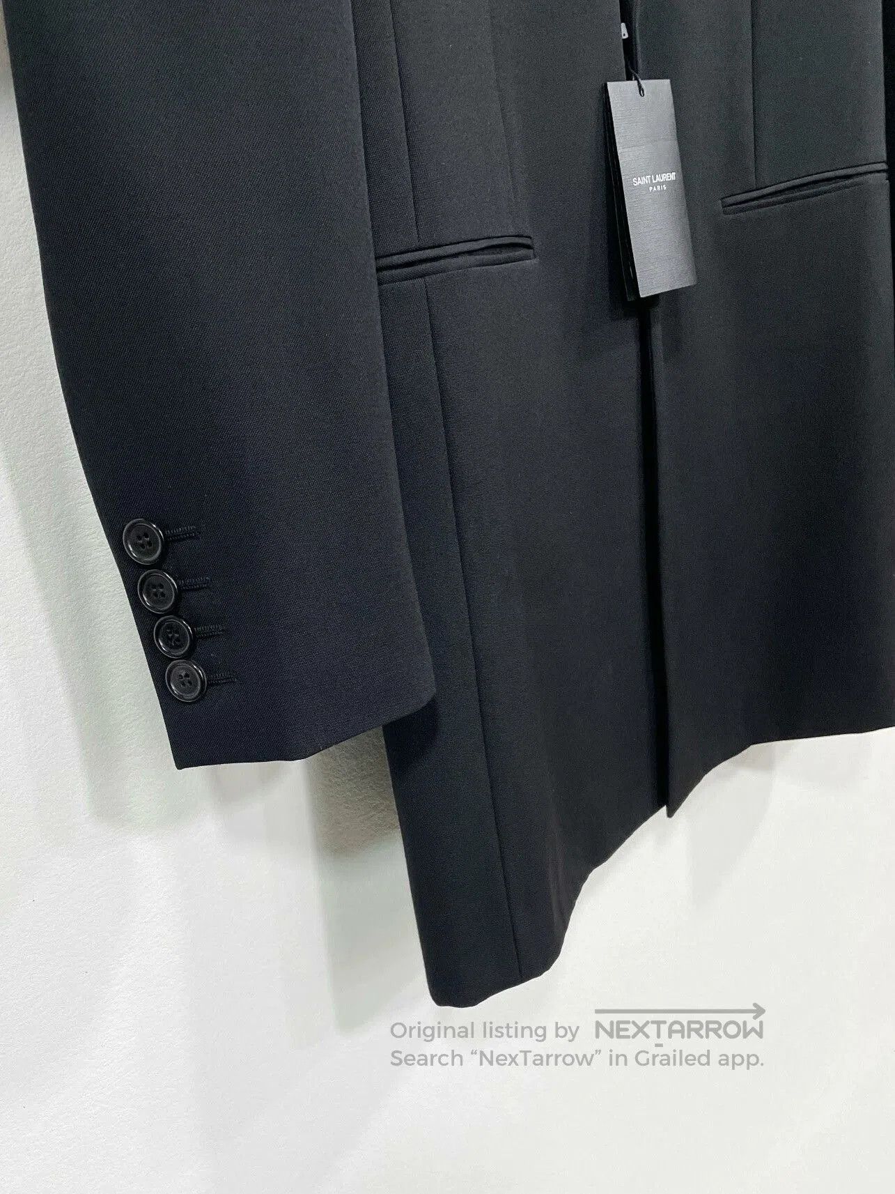 Saint Laurent Paris SAINT LAURENT Men's Black Wool Coat. Size US S / EU 44-46 / 1 - 4 Thumbnail
