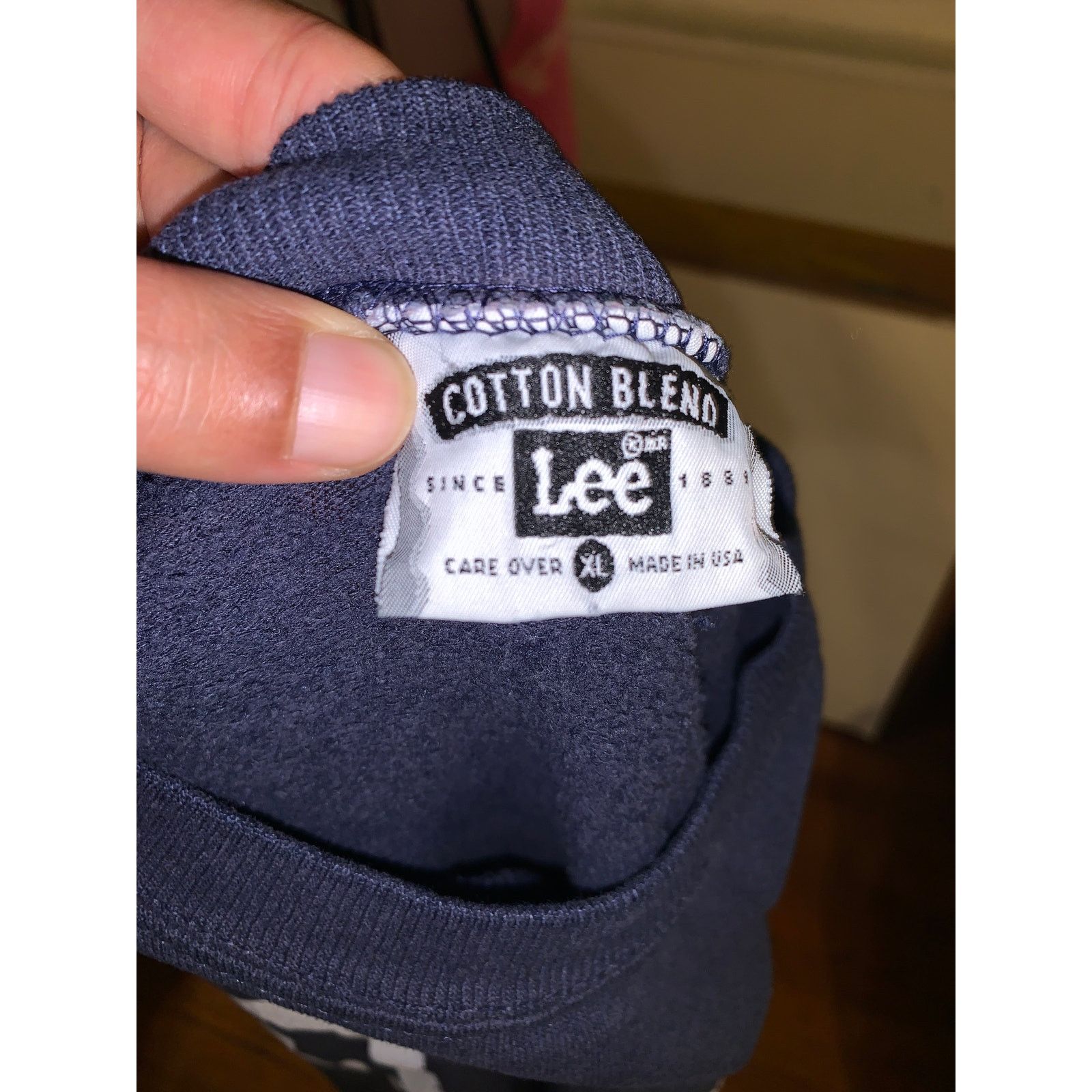 Lee × Vintage Vtg 90s Lee USA Crewneck Sweatshirt XL Navy Flag Made USA Size XL / US 12-14 / IT 48-50 - 8 Thumbnail