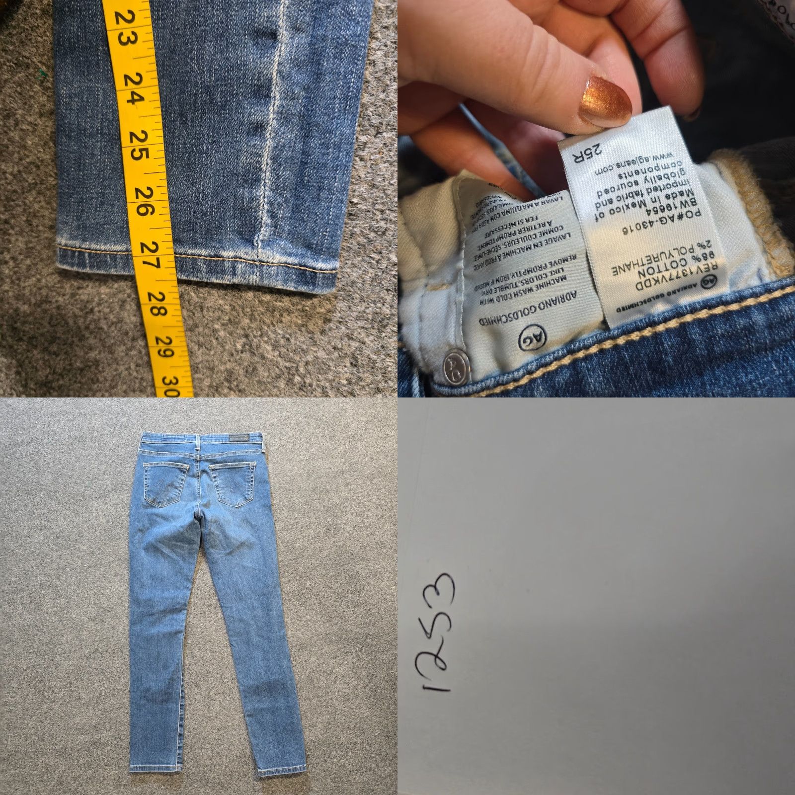 Vintage AG Adriano Goldschmied Jeans Womens Size 25 Blue Stevie Slim Straight Ankle Capsule Denim Pants Capstone Style? Size 42" / US 20 - 8 Thumbnail
