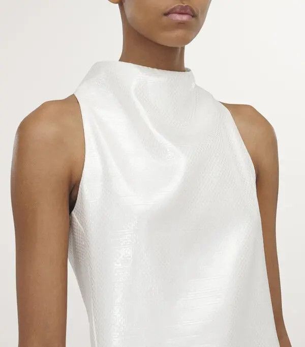 Alexander McQueen o1srvl11e0326 Silk Nylon Tarpaulin Midi Dress in White Size M / US 6-8 / IT 42-44 - 6 Thumbnail