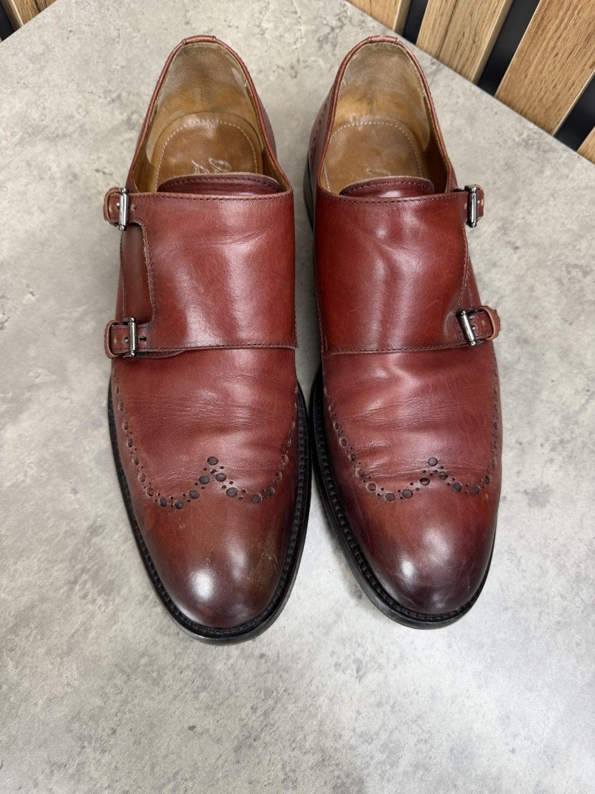 Antonio Maurizi Antonio Maurizi Double Monk Strap Leather Shoes Burgundy Size US 9 / EU 42 - 19 Thumbnail