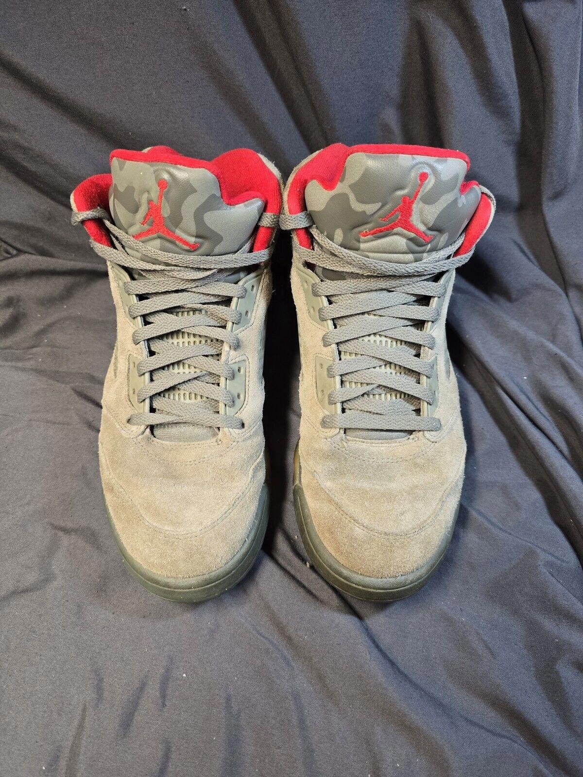 Jordan Brand Nike Jordan 5 V Retro Camo Sz 10.5 Grey Fire Red Metallic Size US 10.5 / EU 43-44 - 3 Thumbnail